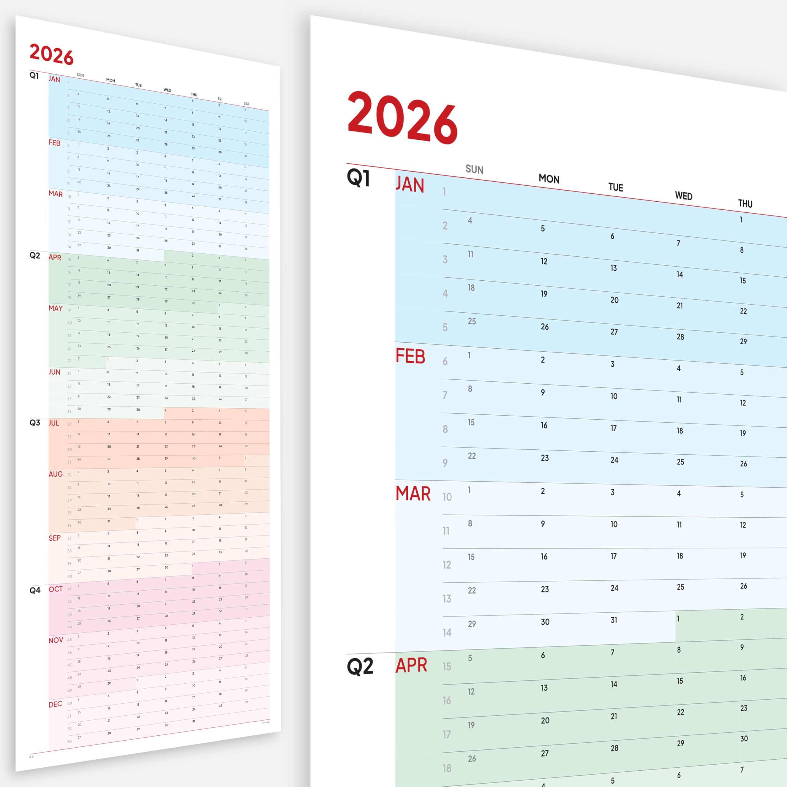 Large Wall Calendar 2026 (39 x 17 inches - Rolled) Dry Erase Calendar for Wall, Erasable Wall Planner, Vertical Layout, Quality Large Print, Gloss