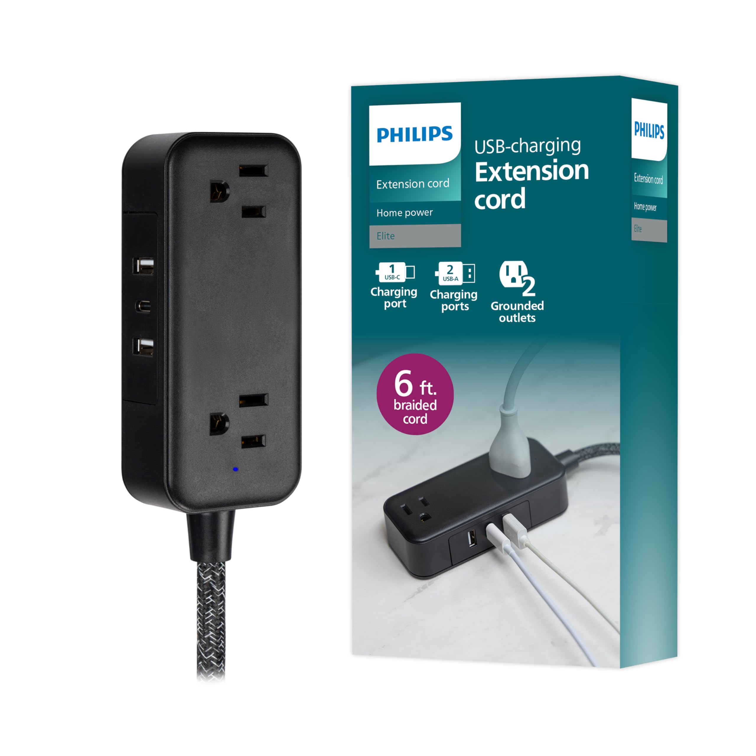 Philips 3-Outlet Extension Cord - Surge Protection -9