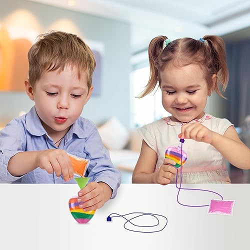 Miniatura 6 de Collares de corazón de arte de arena para el día de San Valentín, juego de 36 unidades, manualidades a granel para el día de San Valentín para niños