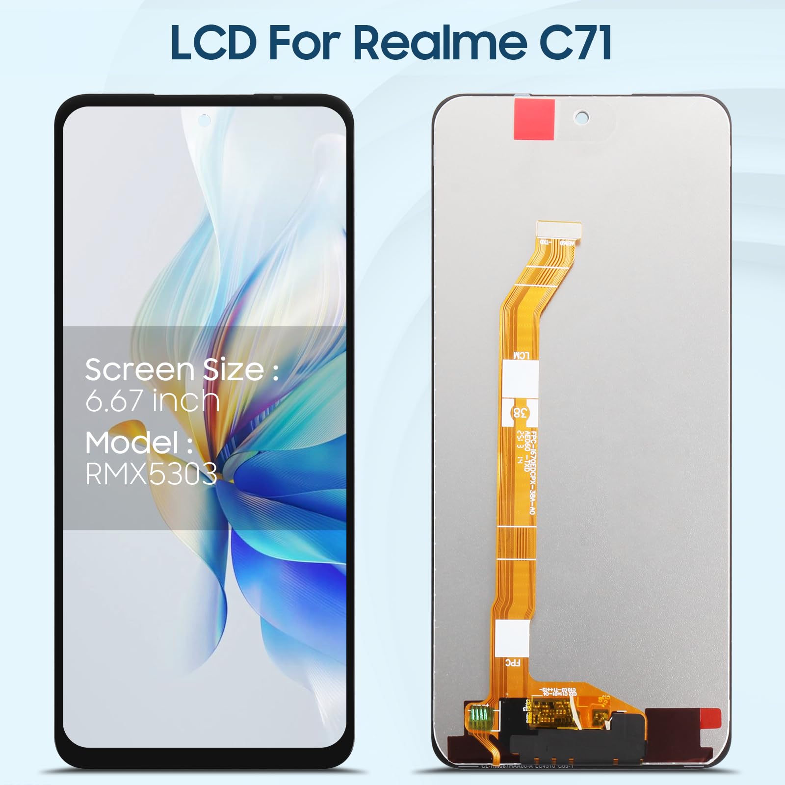ARSSLY Display LCD per Oppo Realme C71 LCD Display per Realme C71 RMX5303 6,67 Pollici LCD Display Touch Screen Digitalizer Assembly con Riparazione Kit, Nero