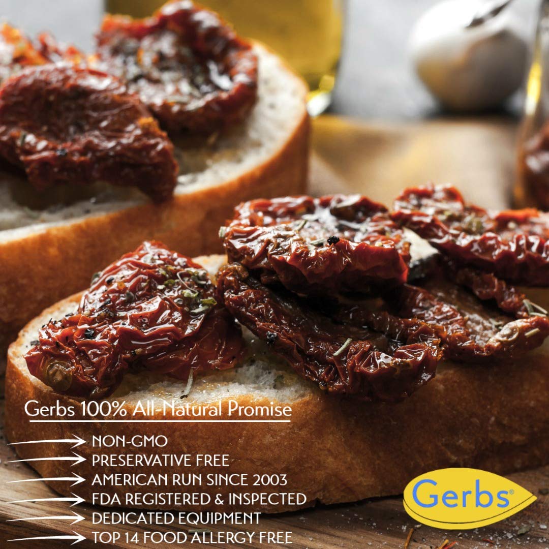 Gerbs Sun Dried Tomatoes 4 lbs. | Sea Salted, Dehydrated, Unsulfured, Resealable Bag | Rich Umami Flavor, Great for Salads & Charcuterie | Top 14 Allergen-Free