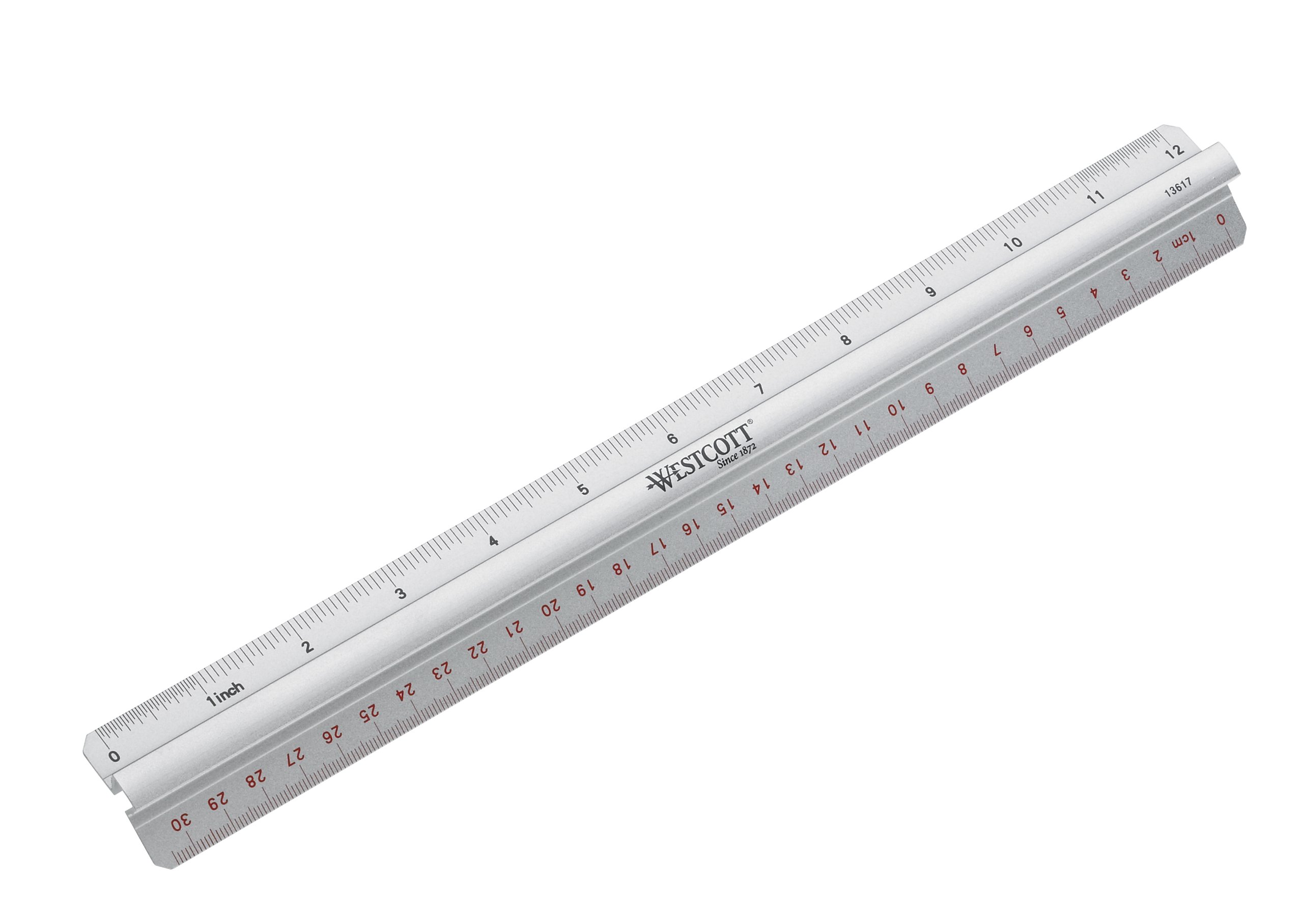 Westcott 12"/300mm Raised Grip Aluminium Ruler with Metric and Imperial