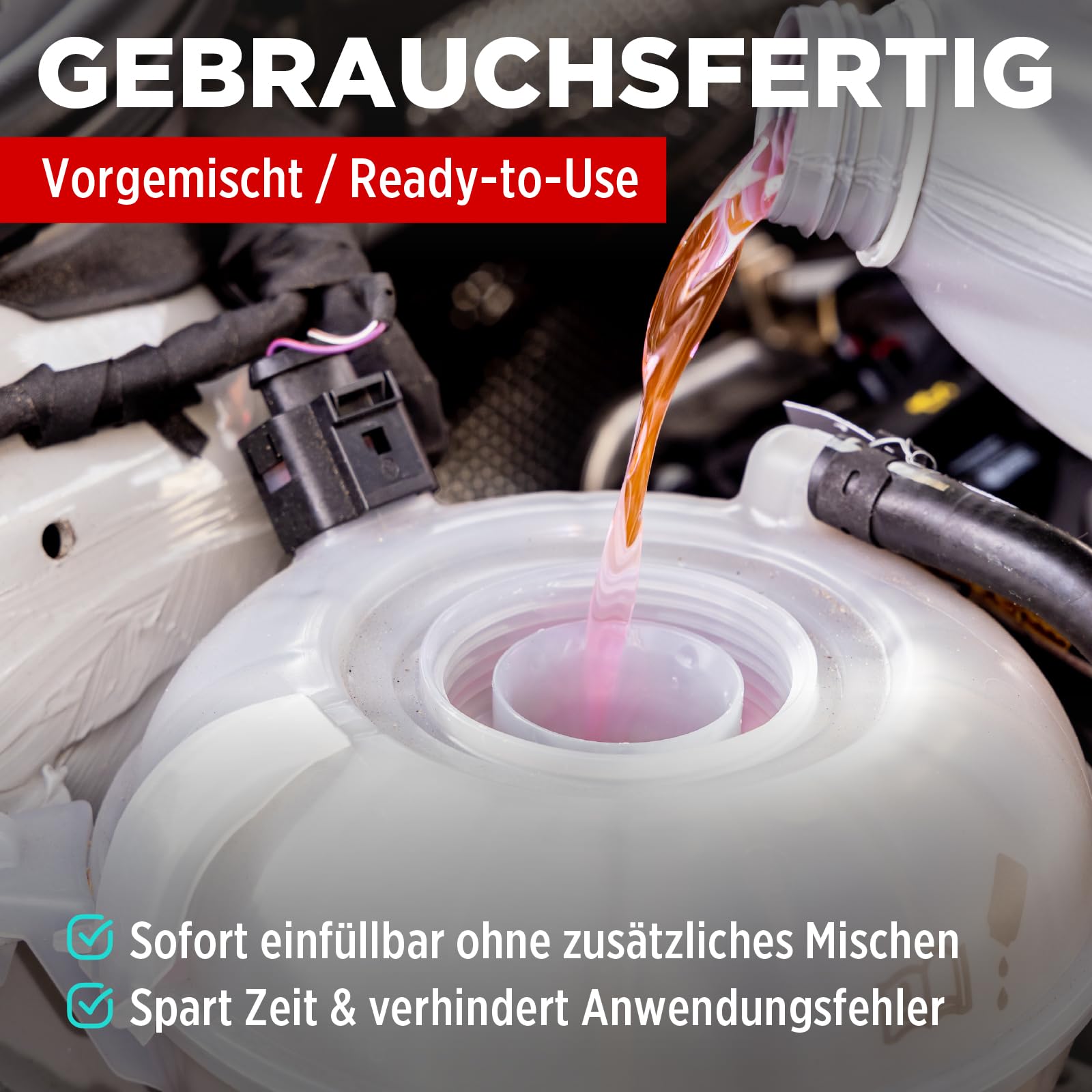 TECPO Kühlerfrostschutz Antifreeze AG13+, 5 Liter mit Kühlsystem Abdrückgerät Kühlmittel rosa rot -40 C° Auto Kühlflüssigkeit Gebrauchsfertig LOBRID-Technologie | bis zu 5 Jahre Lebensdauer |