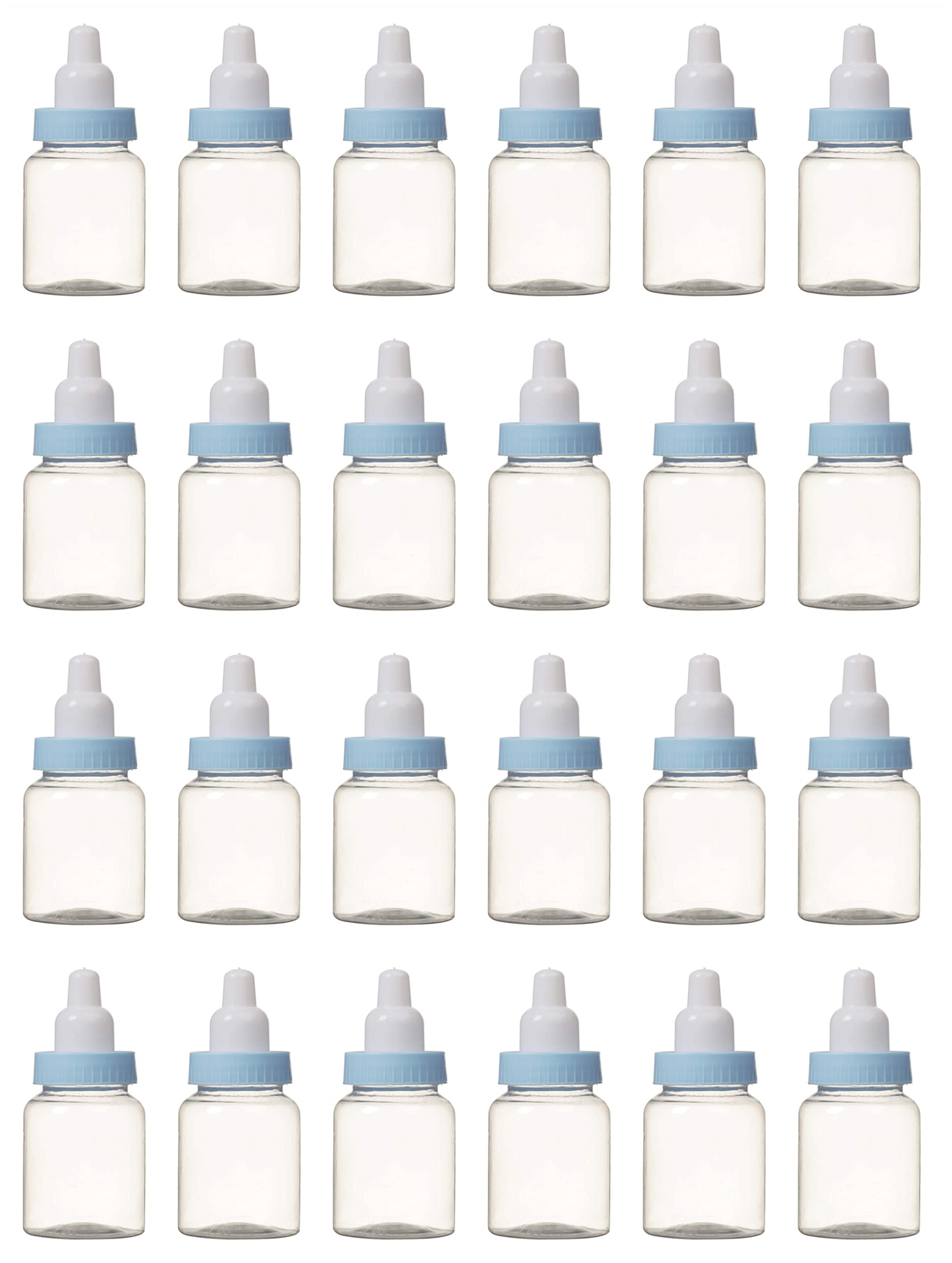 3.5 Inches Baby Bottle Shower Favor,Mini Plastic Candy Bottle,Baby Shower Supplies Boy Girl Newborn Baby Baptism Birthday Party Decor (2 Dozens, Blue)