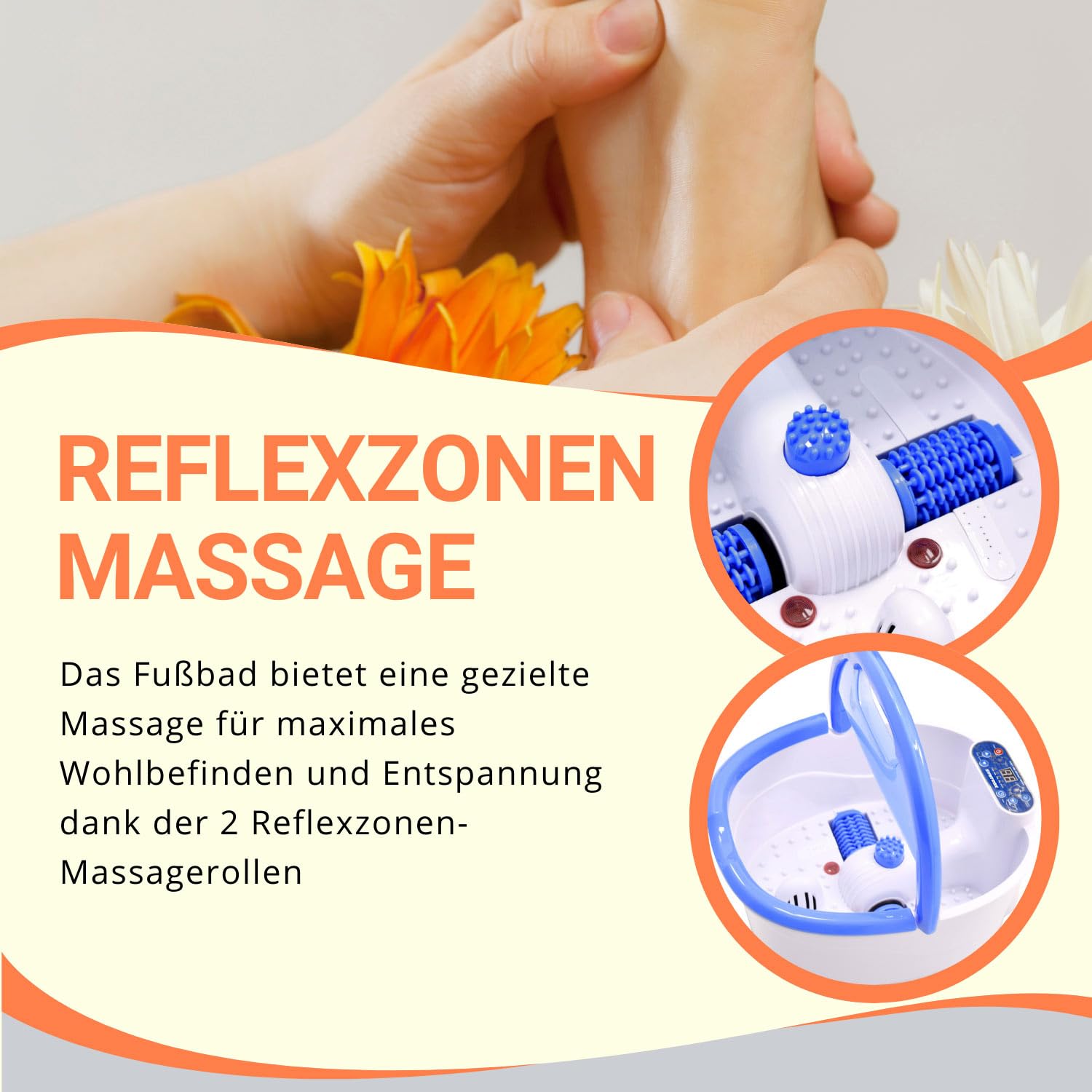 Syntrox Germany Fußsprudelbad mit Massage Sparkle | Fußmassagebad | Fußmassagegerät, 7 in 1, mit Rotlicht und Massagefunktion, 450 Watt, Entspannung für die Füße