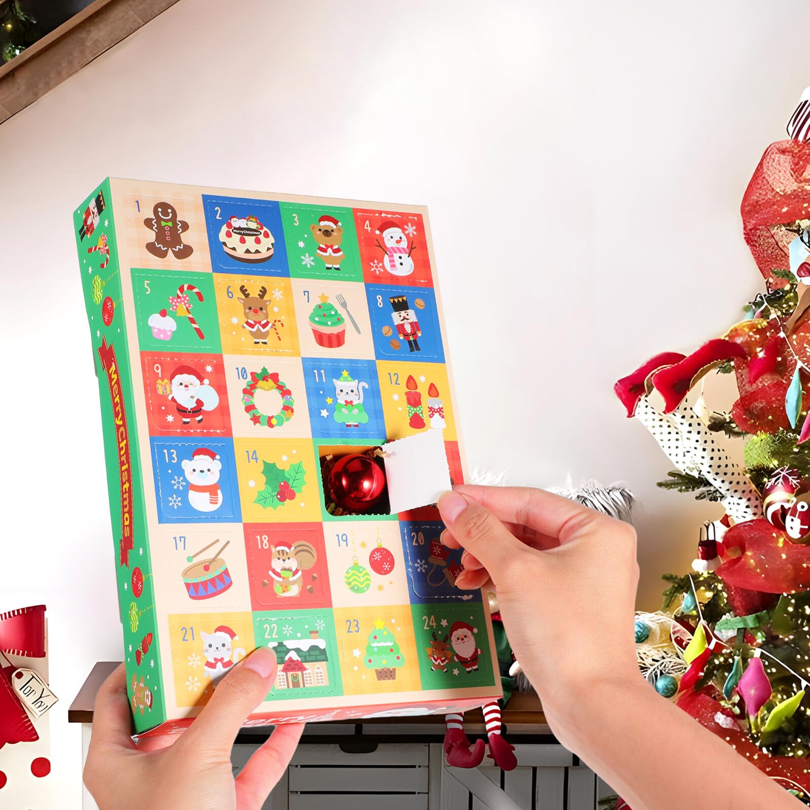 VALICLUD 10 Piezas Caja de Obsequio Navideña de Cajas de Papel Vacías para Calendario de Adviento de Regresiva Navideñas para Regalos de Adviento