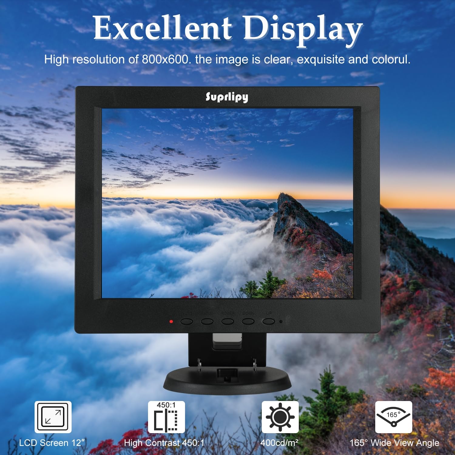 Amazon.com : Suprlipy 12 Inch TFT LCD Security CCTV Monitor
