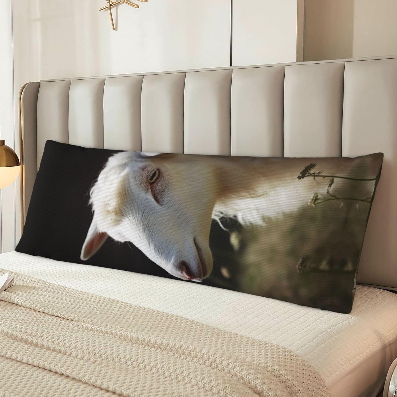 Sheep Body Pillow Case Cover, Microfiber Long Pillow Cases, Ultra Soft and Cozy Plush Body Pillowcase Decorative Long Bed Pillow Cover for Sleeping 20x54 Inches