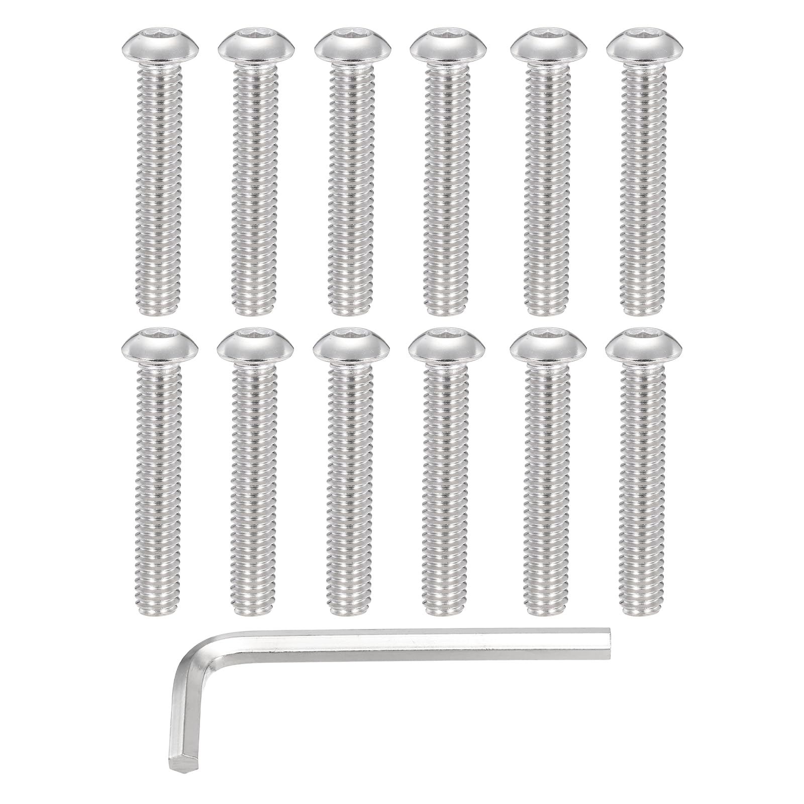 M METERXITY 12 Pack 5/16 18 x 2" Button Head Socket Cap Bolts Screws, 304 Stainless Steel 18-8 Bolts with Hex Spanner Socket Head Screws for DIY, Furniture, Water Pump, Light Fixture,Silver