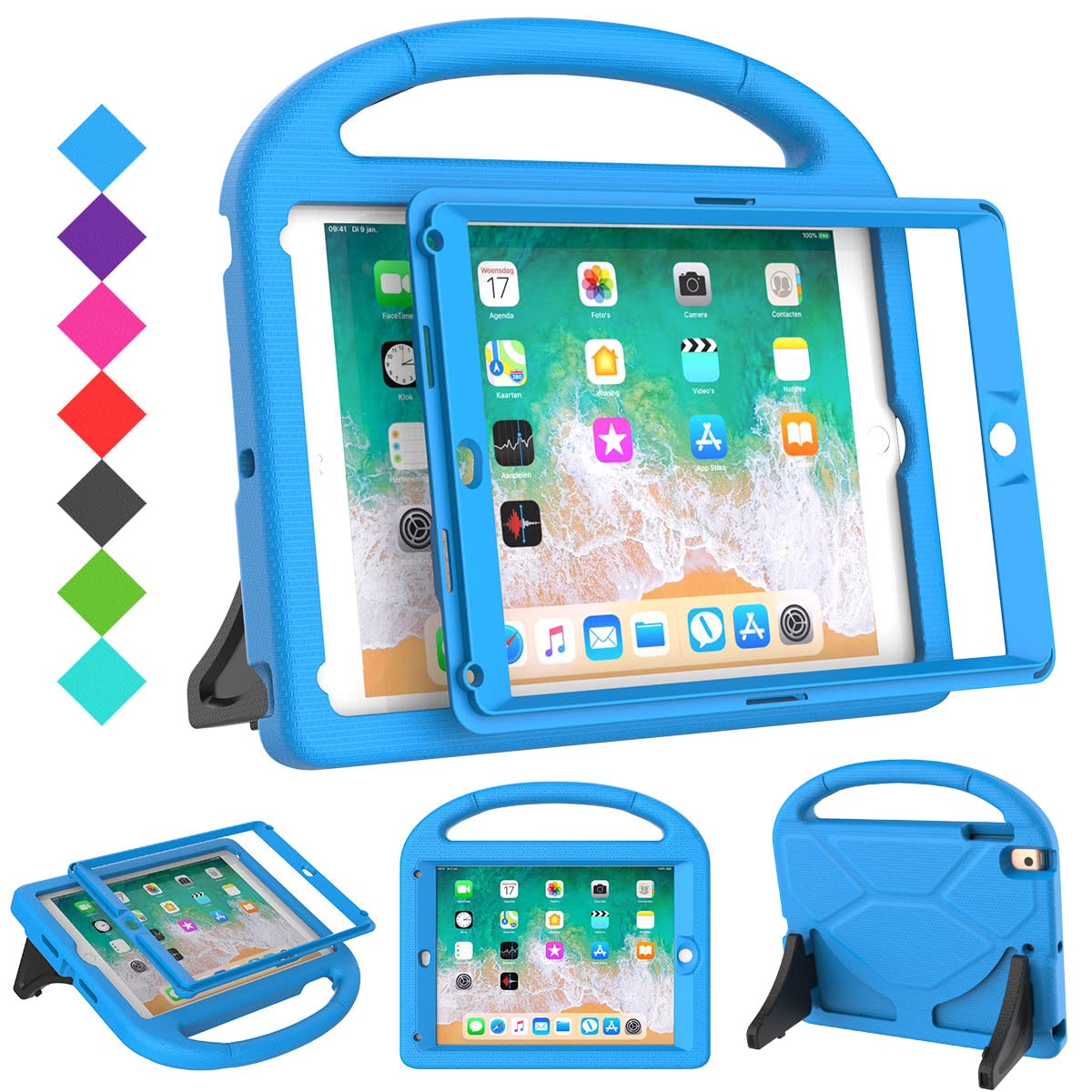 SUPLIK Kids Case for iPad 5th/6th Generation(9.7 inch, 2017/2018), iPad Air 2/1 & Pro 9.7 Case with Screen Protector, Durable Protective Cover with