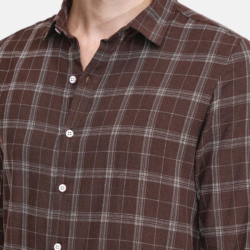 Image of CAHOOT Men's Tartan Plaid Shirt for Casual Wear | Spread Collar | Long Sleeve | Button Closure | Shirt Crafted with Comfort Fit for Everyday Wear