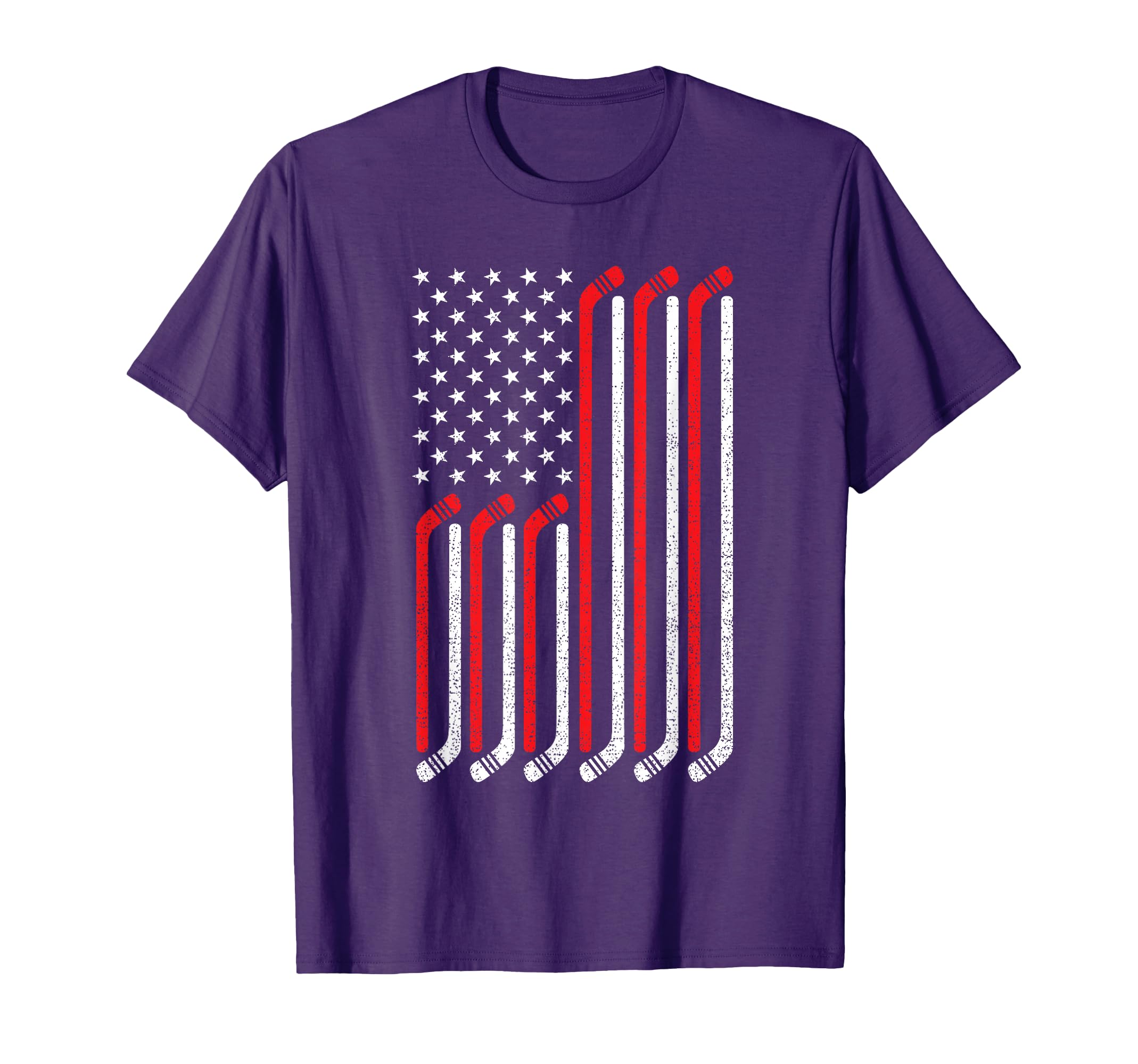 4th of July Hockey Stick USA Flag Patriotic Hockey T-Shirt for Women Kids Men