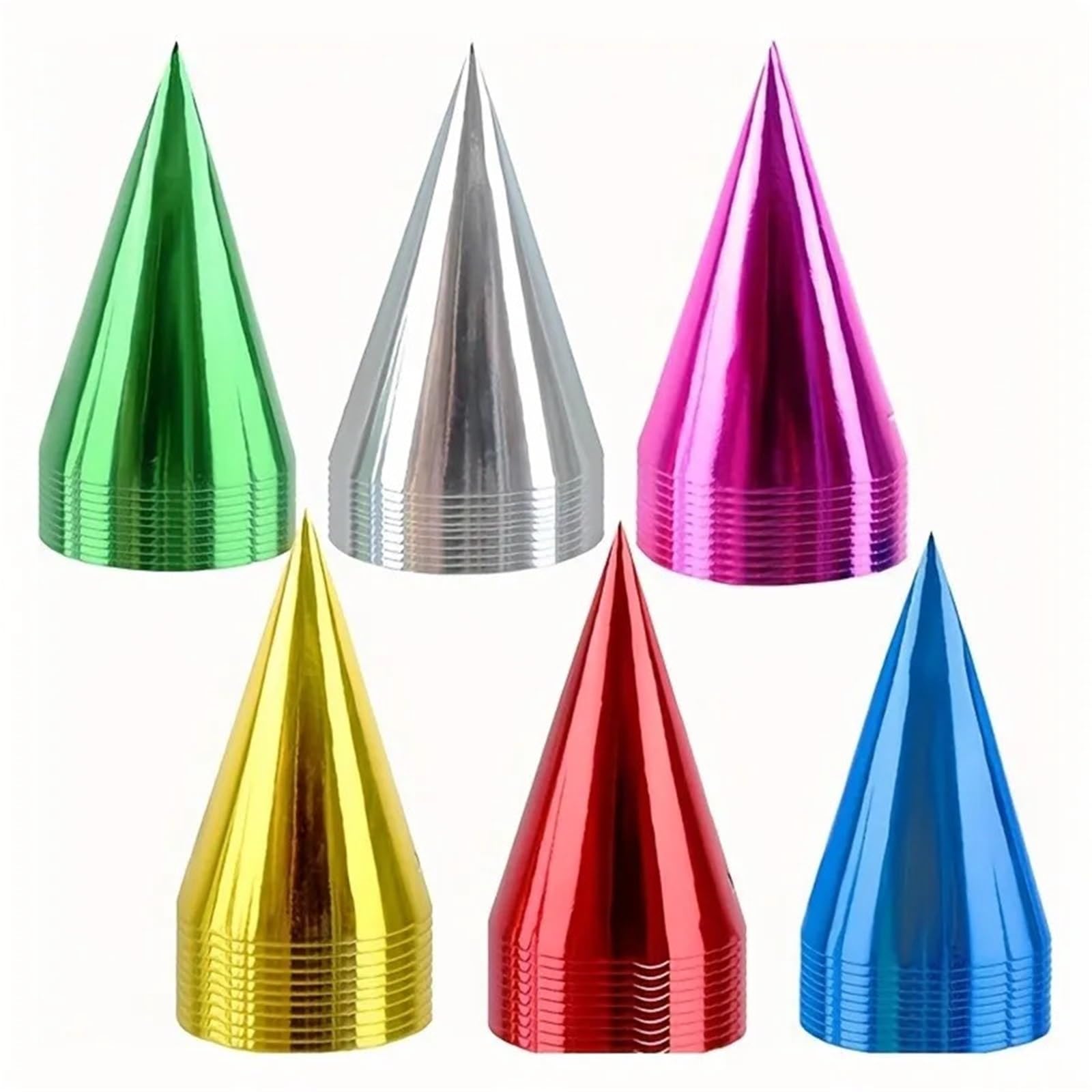30 Bunte Partyhüte aus Metallpapier Für Die Feierlichkeiten | Mit glänzenden reflektierenden Effekten, geeignet for die Dekoration von Geburtstags- und Hochzeitsfeiern