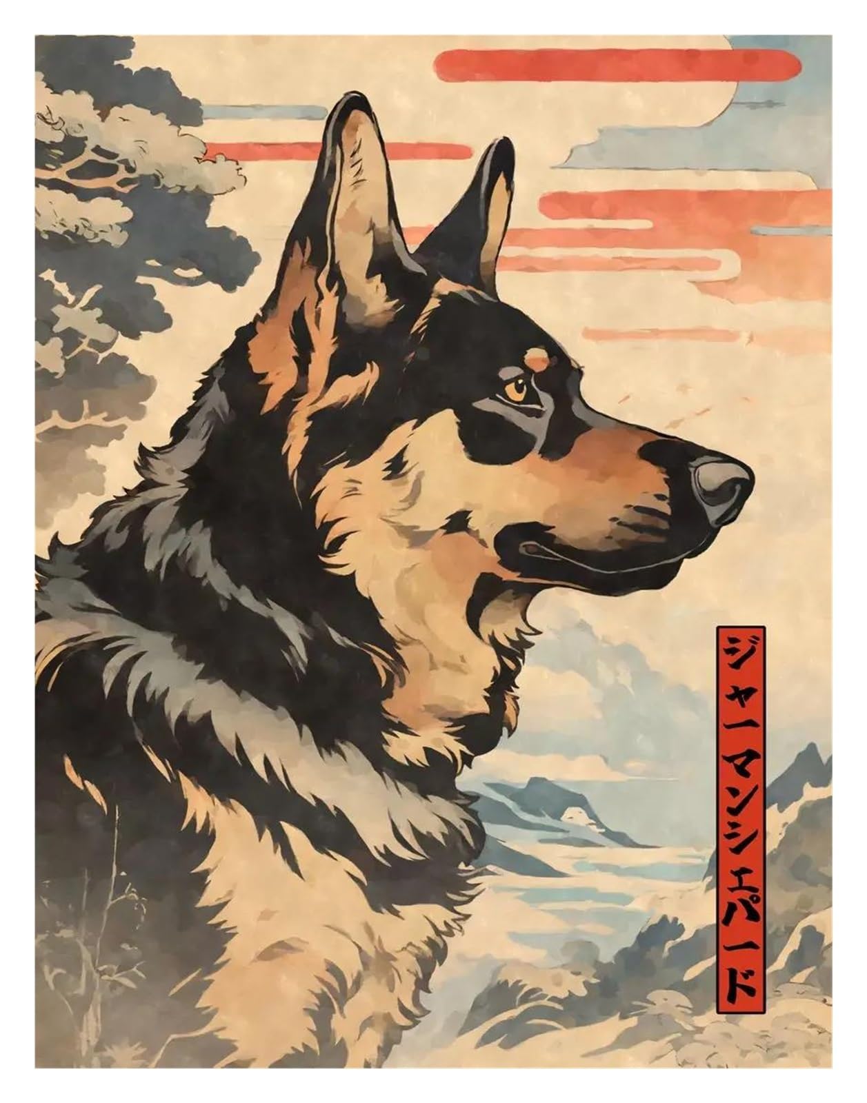 Tableau déco nature affiche de chien Doberman Golden Retriever toile imprimée rétro 50x70