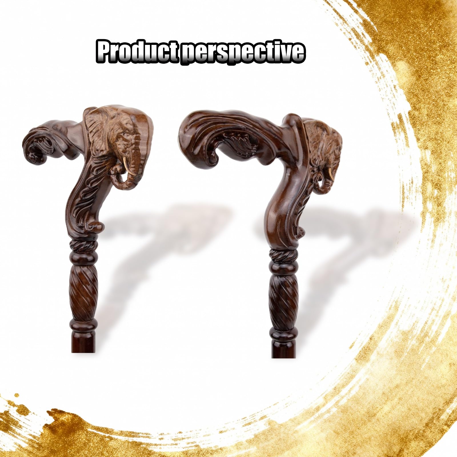 Bastón de Madera de Elefante Marrón de 97 Cm, Mango Ergonómico Ideal para Hombres y Mujeres Mayores