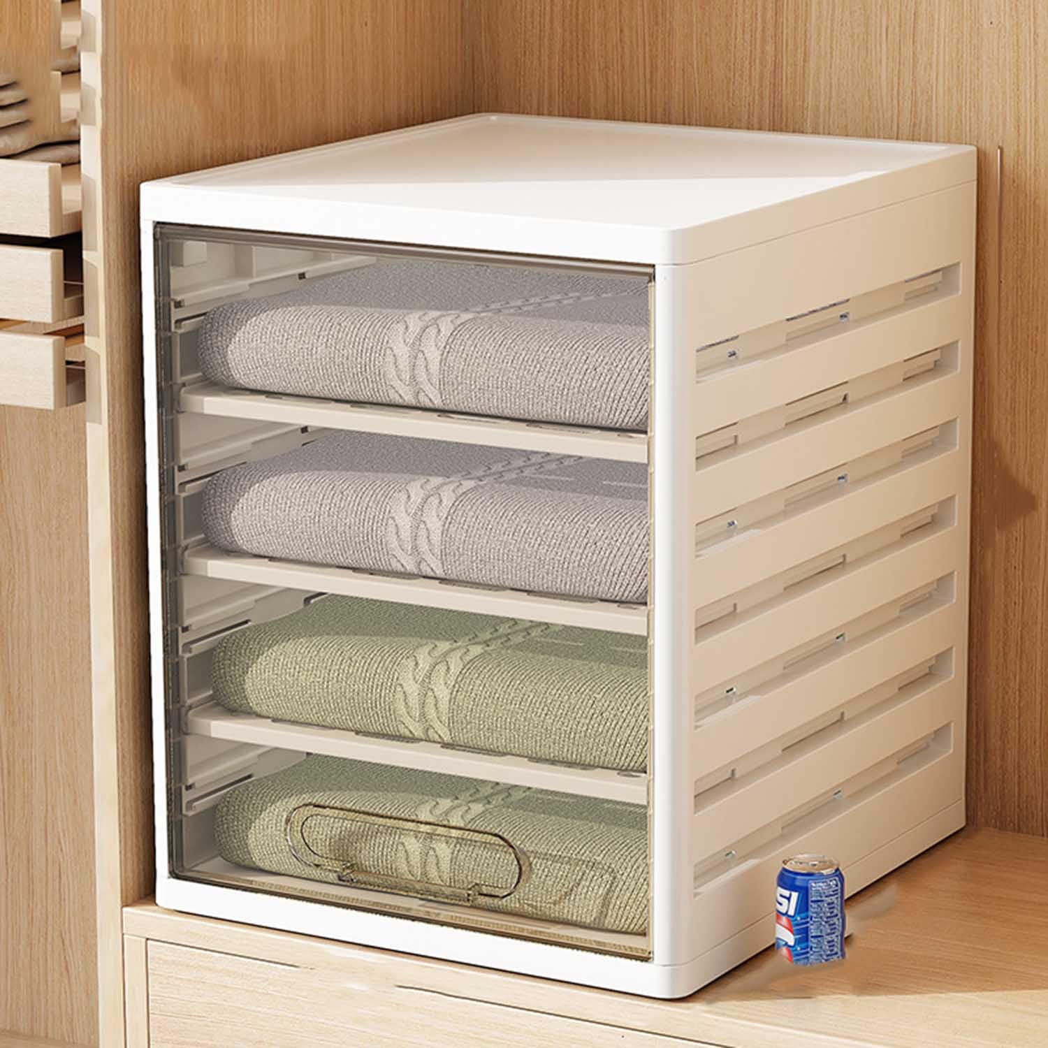 Organizador Armario Ropa de Jeans Camisetas Fuerte Apilable Organizador Cajones Plegable Cajas Organizadoras de Vestidor Que Ahorra Espacio con 7 Compartimentos,3 Partitions