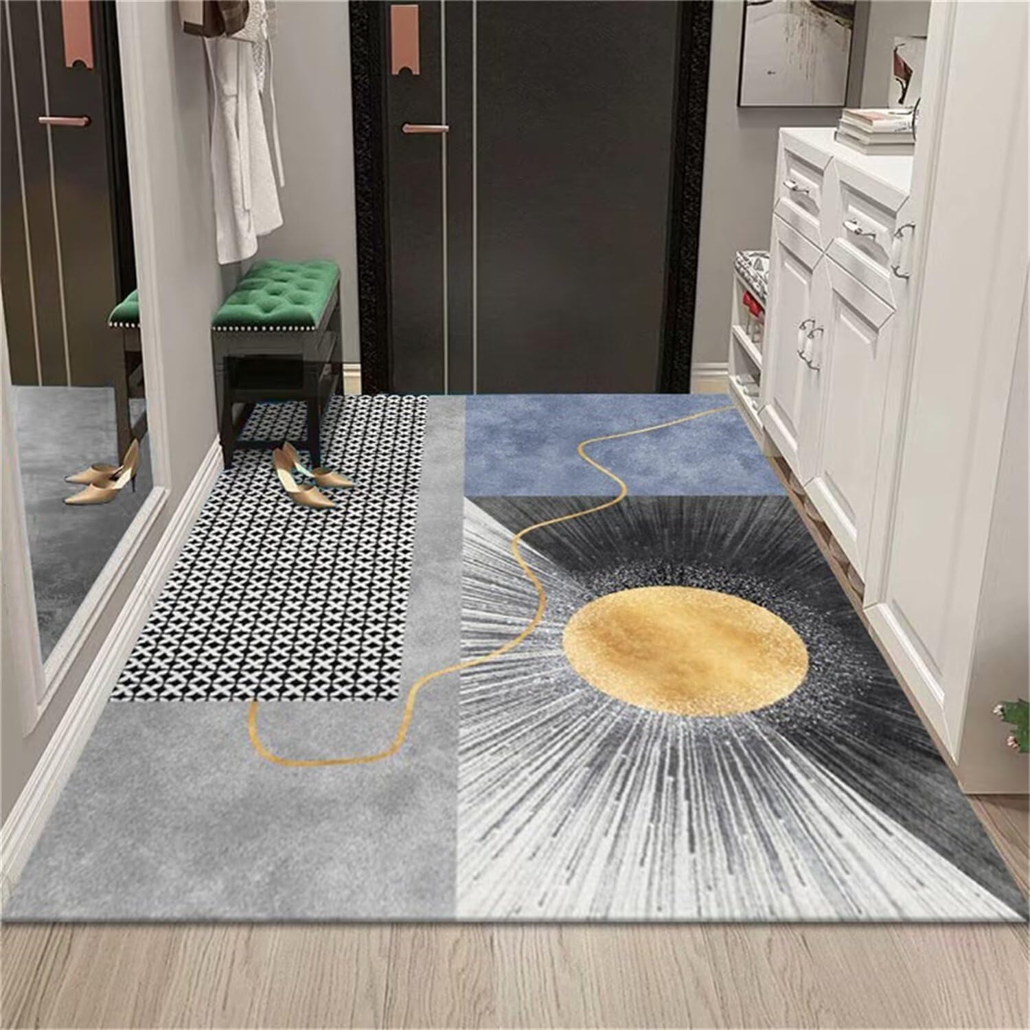 Tapis anti-glisse doux et moderne gris 100x200cm à poil court