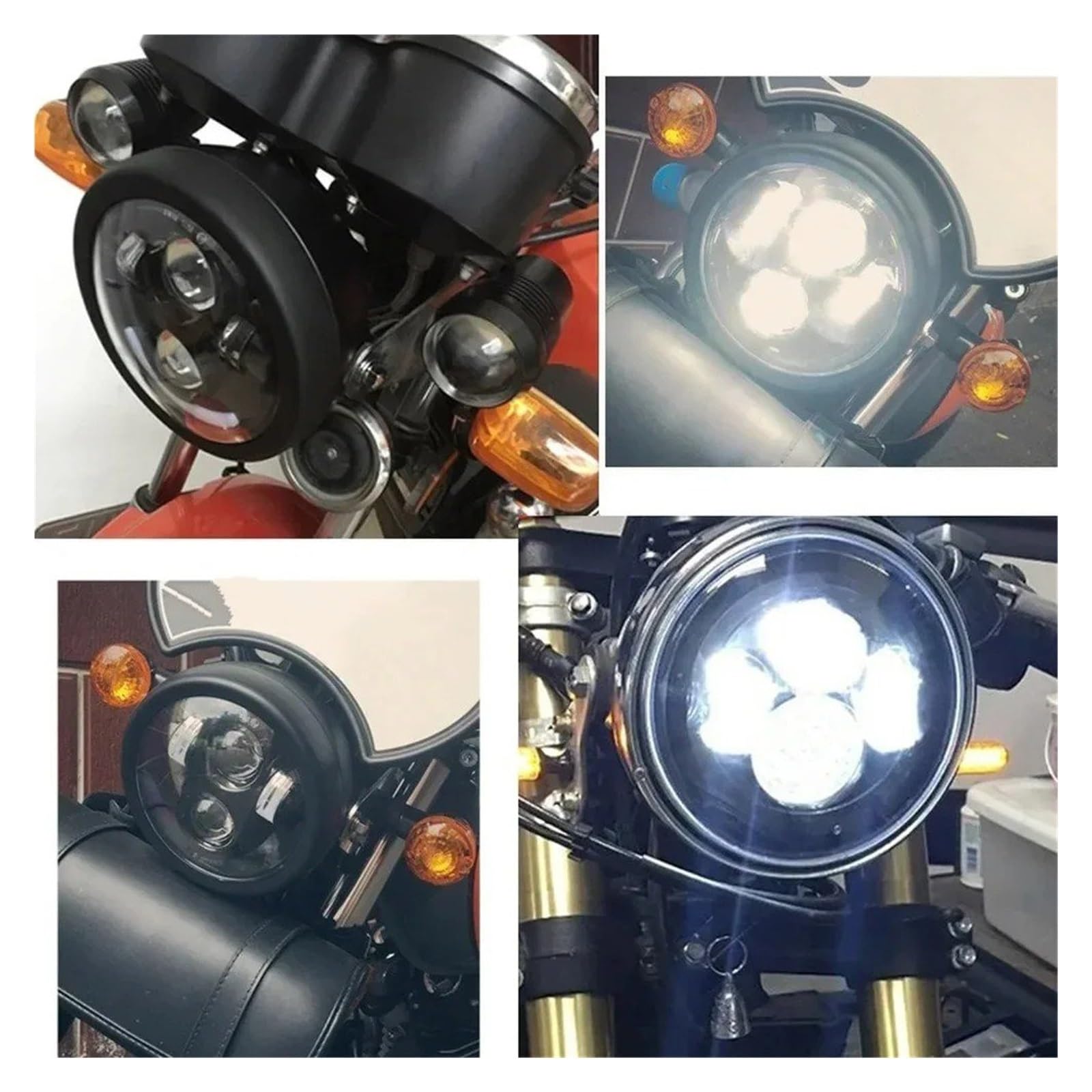 Pour Chopper 5,75 Pouces Moto Ronde Noire 3/4 "boîtier De Montage Phare LED Coque Seau ﻿ Projecteur Avant Moto