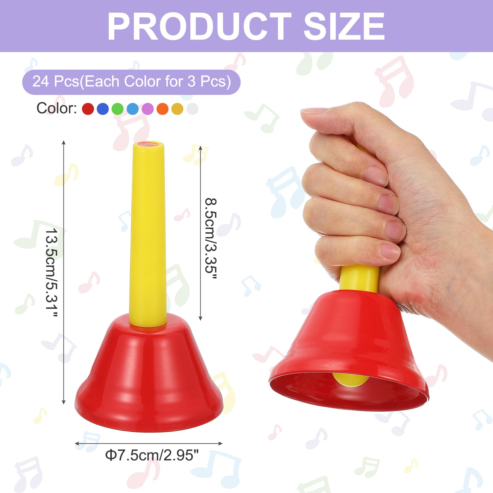 QUARKZMAN 3 Set Handbells Set 8 Noten Farbiges Musikinstrument