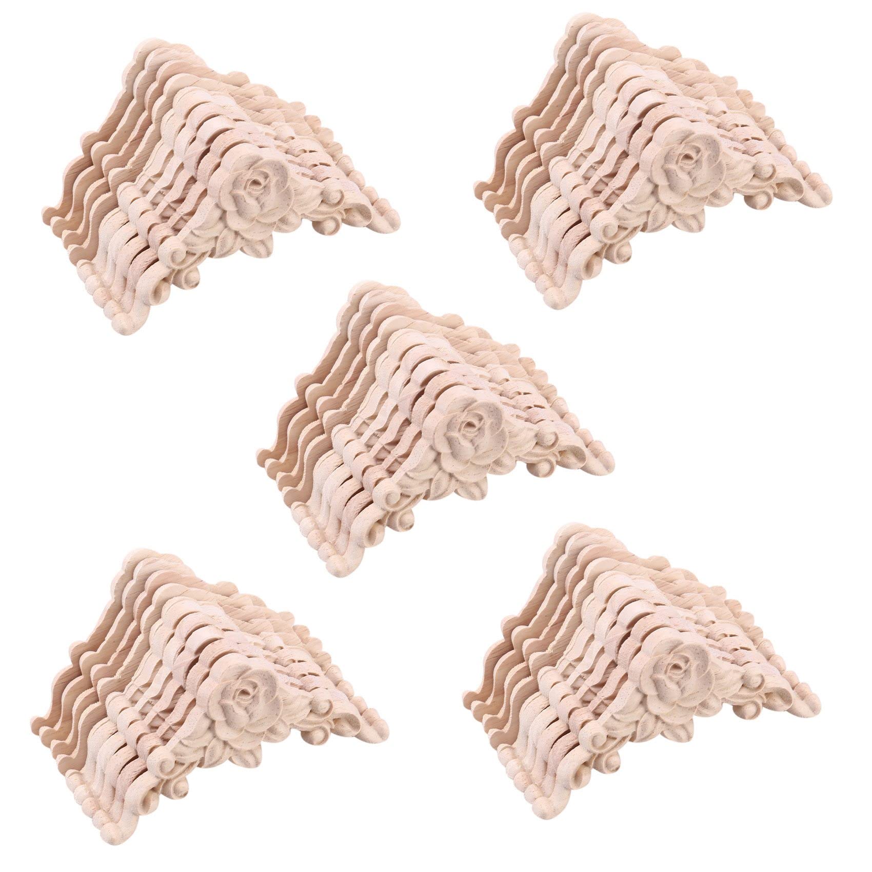 Artesanias de madera decorativas y apliques florales tallados para esquinas de estatuillas