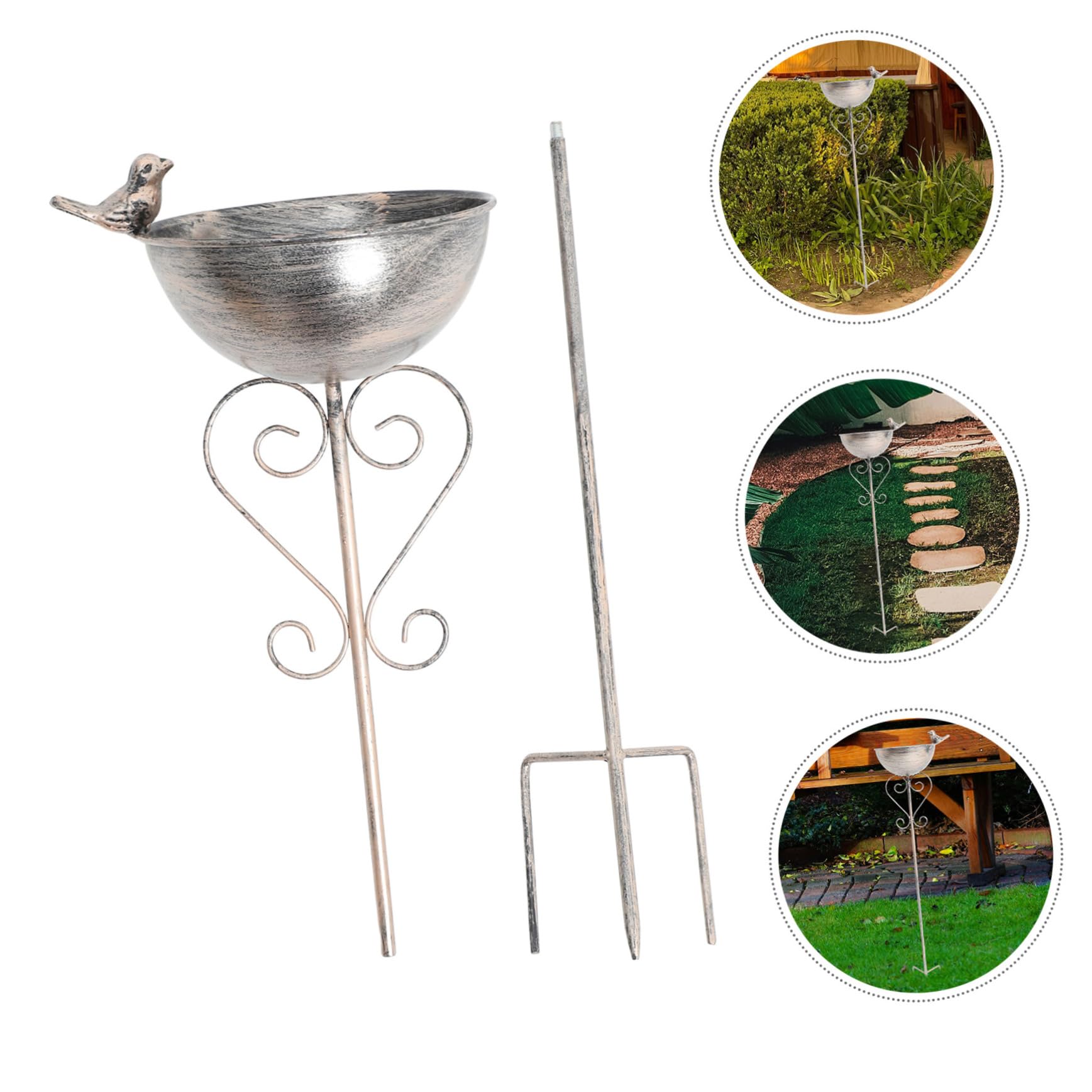 Mangiatoia per Uccelli da Esterno in Ferro Decorazione per Giardino Ciotola per Bagno per Uccelli Indipendente Uso Esterno