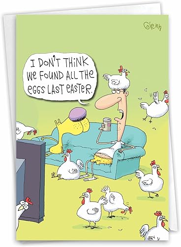 NobleWorks 7286 - Tarjeta de felicitación de Pascuas con sobre (4.63 x 6.75pulgadas), Encontré todos los huevos