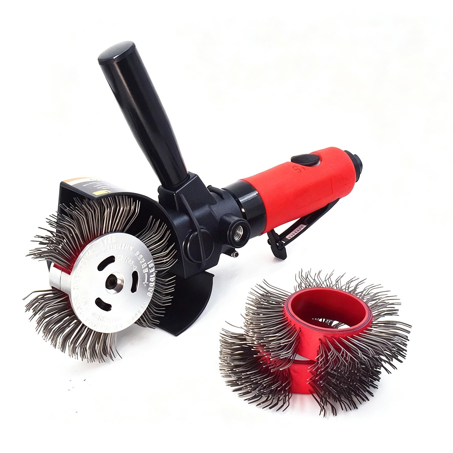 Pneumatic Surface Removal Tool with Bent Tip Coarse Wire Wheel, for Rust Removal and Surface Preparation