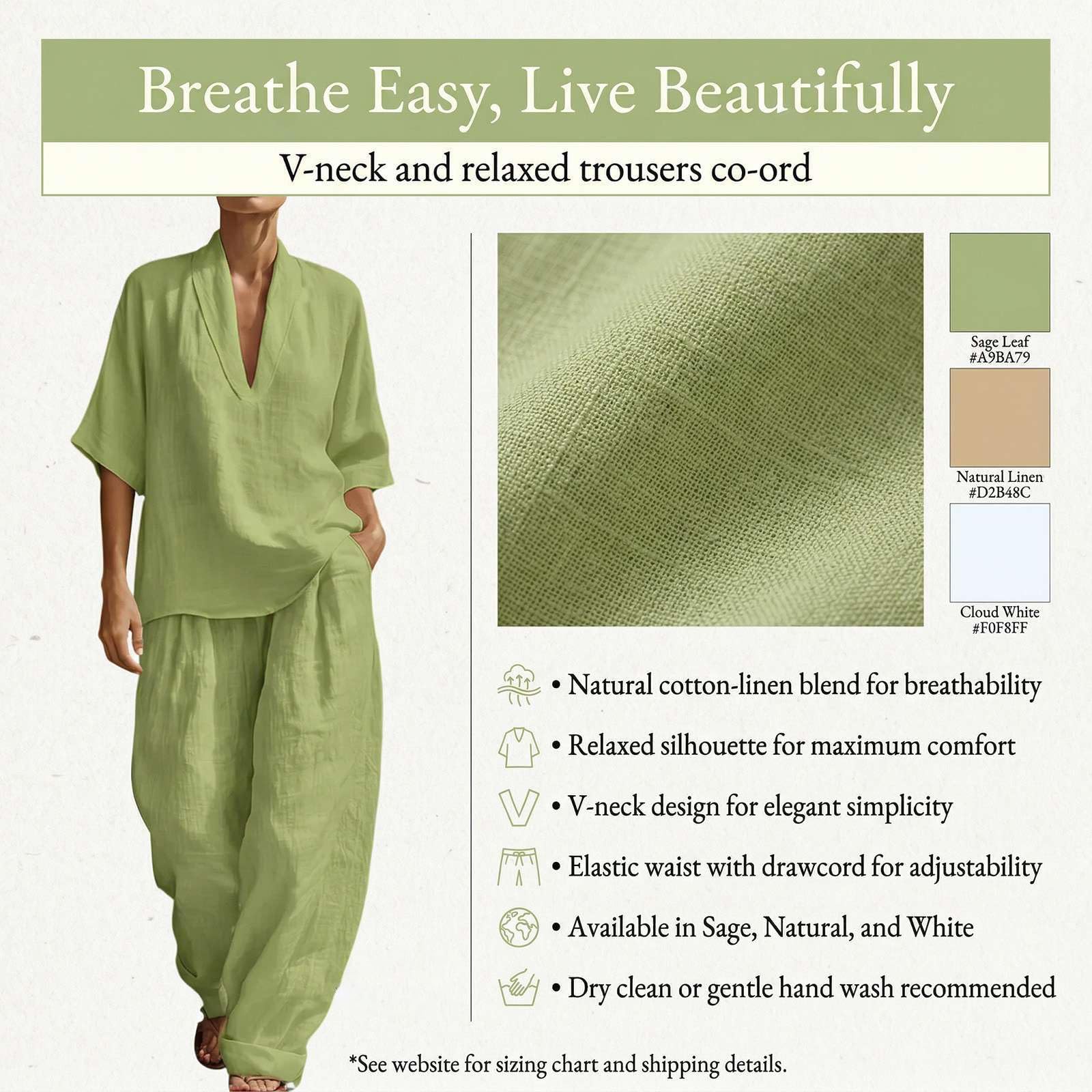 Generisch Completo da donna a due pezzi alla moda, comodo e semplice, in lino e cotone (top e pantaloni) per vacanze estive e viaggi, ideale per abbigliamento sportivo (modello 2026).