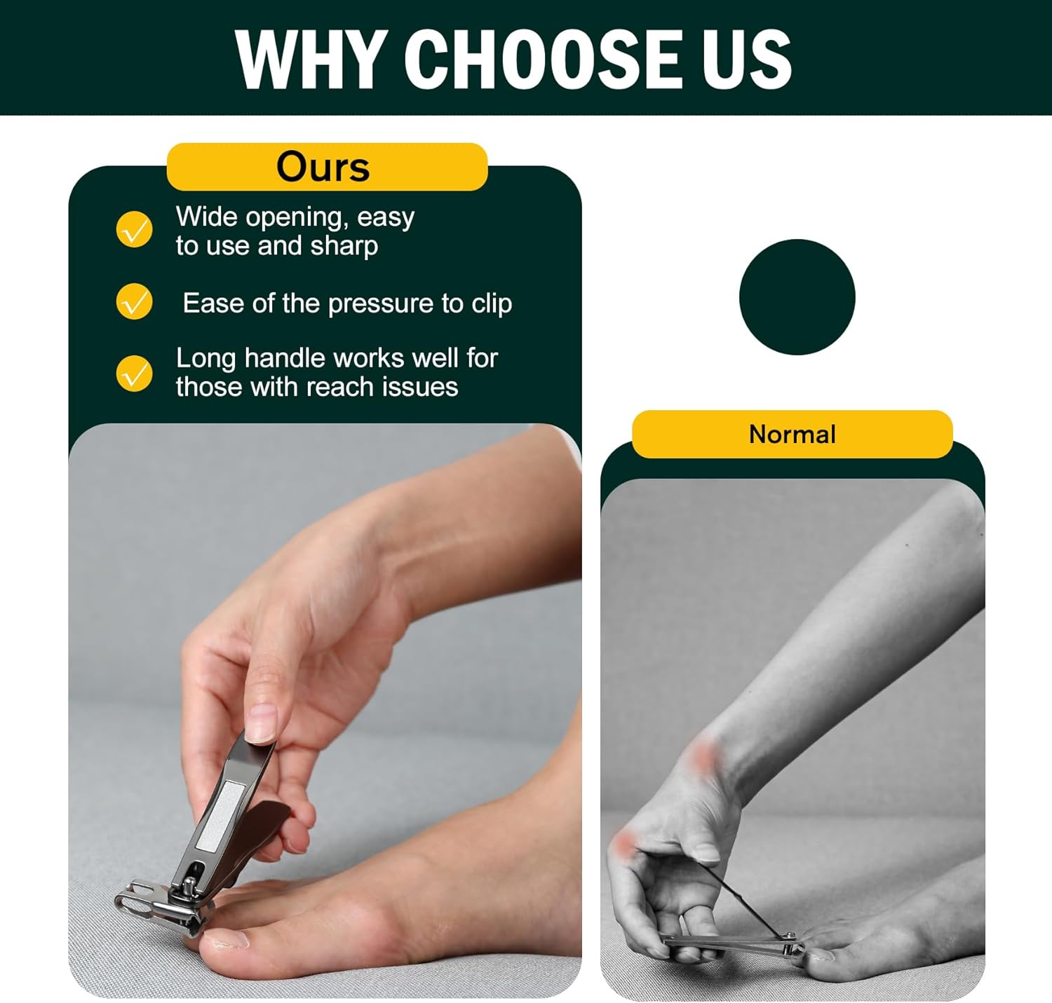 FV Rotating Nail Clippers for Seniors, Adjustable Jaw Lar