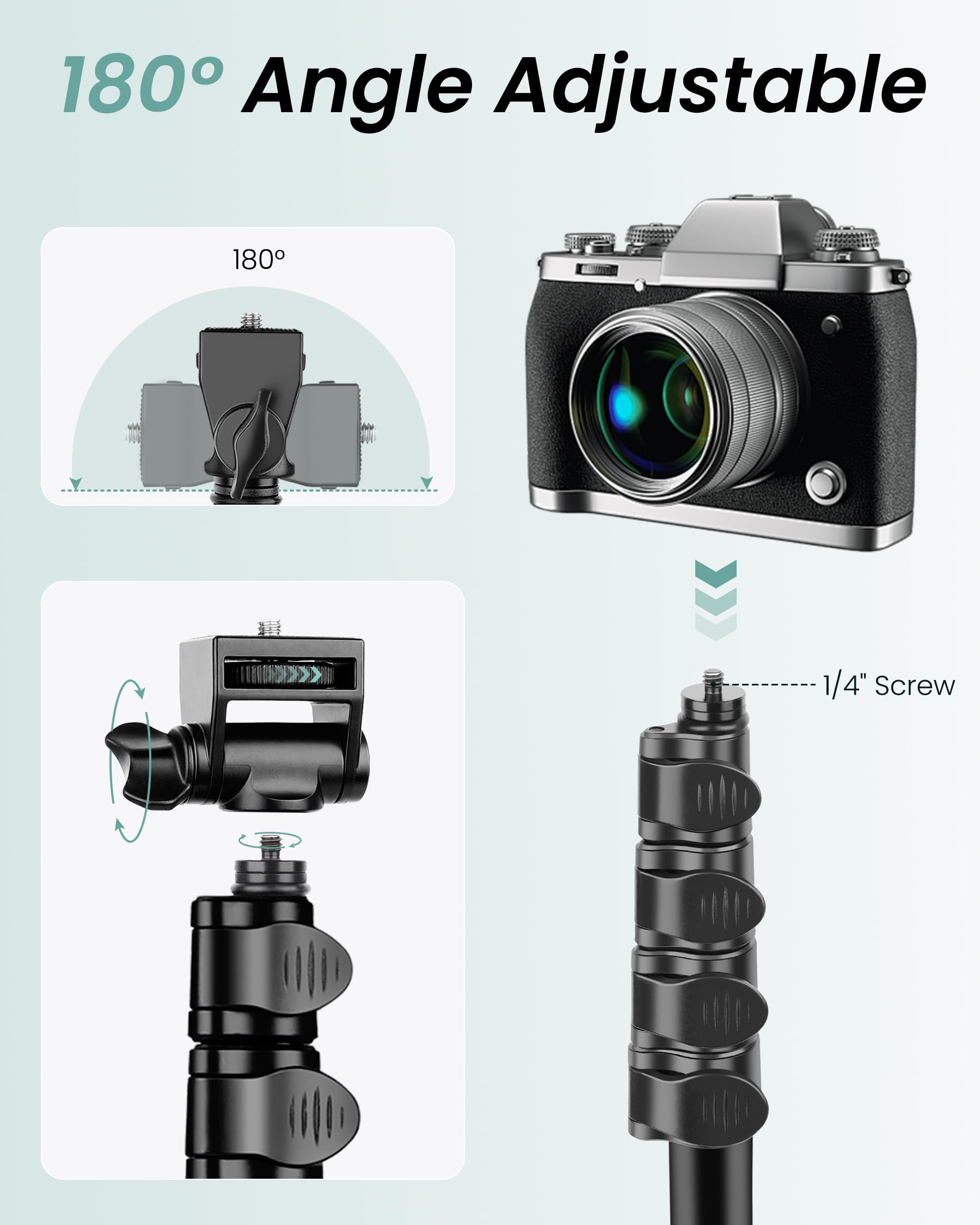 Victiv 197cm Hoch Handy Stativ, Flexibel Overhead Smartphone Stativ, mit 25cm Verstellbarer Schwanenhals, Fernauslöser für Selfies, Aluminium Kamera Phone Tripod für Sony DSLR & iPhone17 16 15 Pro Max