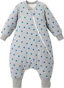Duomiaomiao Saco de dormir unissex para bebês com pés, todas as estações, 1.0 TOG, sem mangas, leve e respirável, saco de dormir infantil