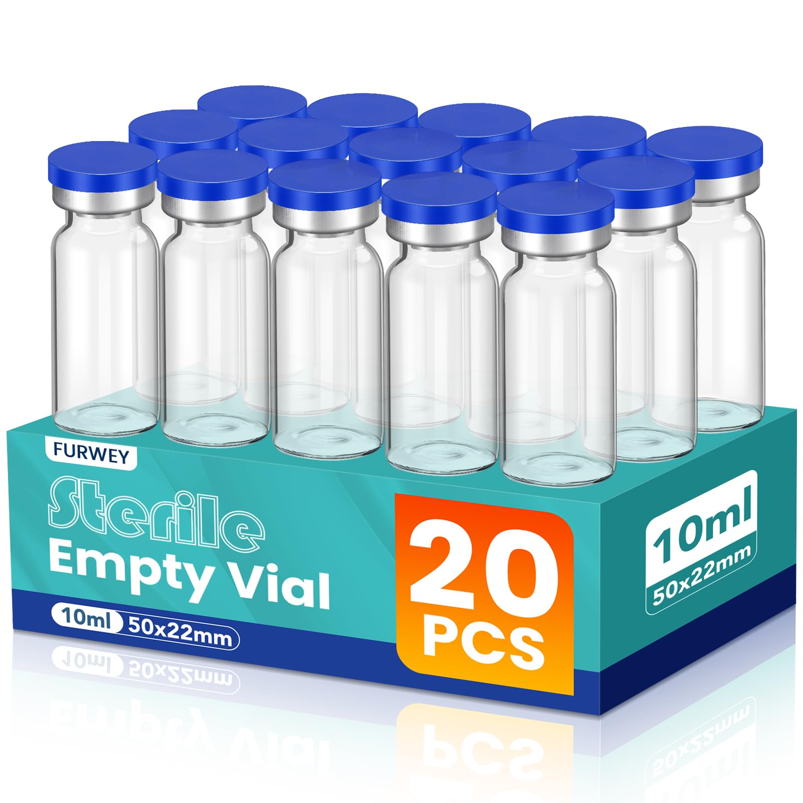 Photo 1 of 10ml Sterile Vials with Self Healing Injection Port and Sealing Cap, Glass Sterile Vials for Injections 20 Pack?Empty Vial, No Liquid?