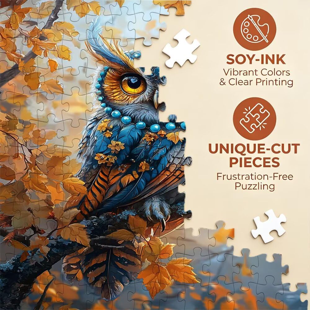 Puzzle 4000 sztuk, niebieska sowa dla dorosłych 4000, drewniane puzzle, klasyczne gry edukacyjne, niemożliwe wyzwanie, gry i zajęcia rodzinne, prezent kreatywności DX0YL1-537