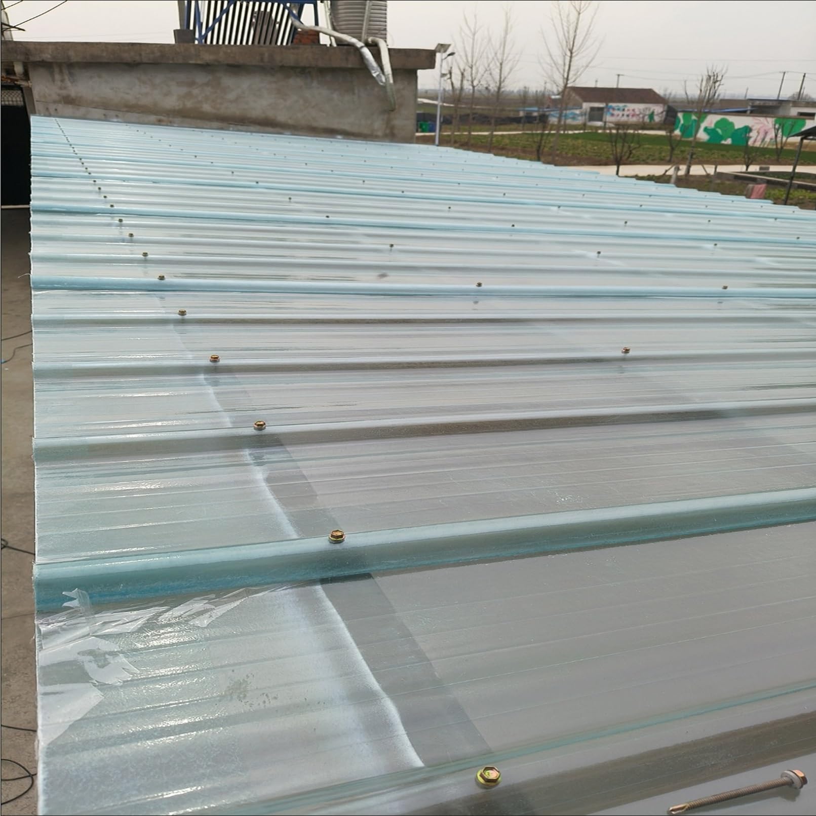 Planchas Para Tejado Transparentes De 2mm, Placa De Iluminación De Fibra De Vidrio, Chapa Ondulada FRP Aislados Para Invernaderos, Para Marquesina, Balcón, Cochera(10pcs,93x120cm/36.6x47.2in)