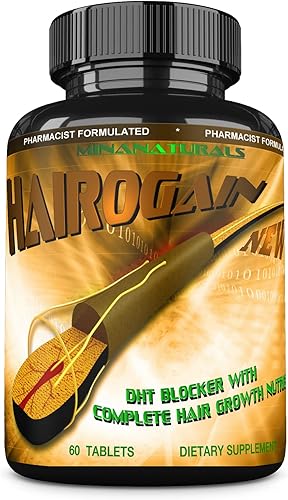HAIROGAIN DHT Blocker. Apoya el crecimiento del cabello. 10000 mcg de biotina, colágeno y vitaminas para el cabello añadidas. Ayuda a disminuir la