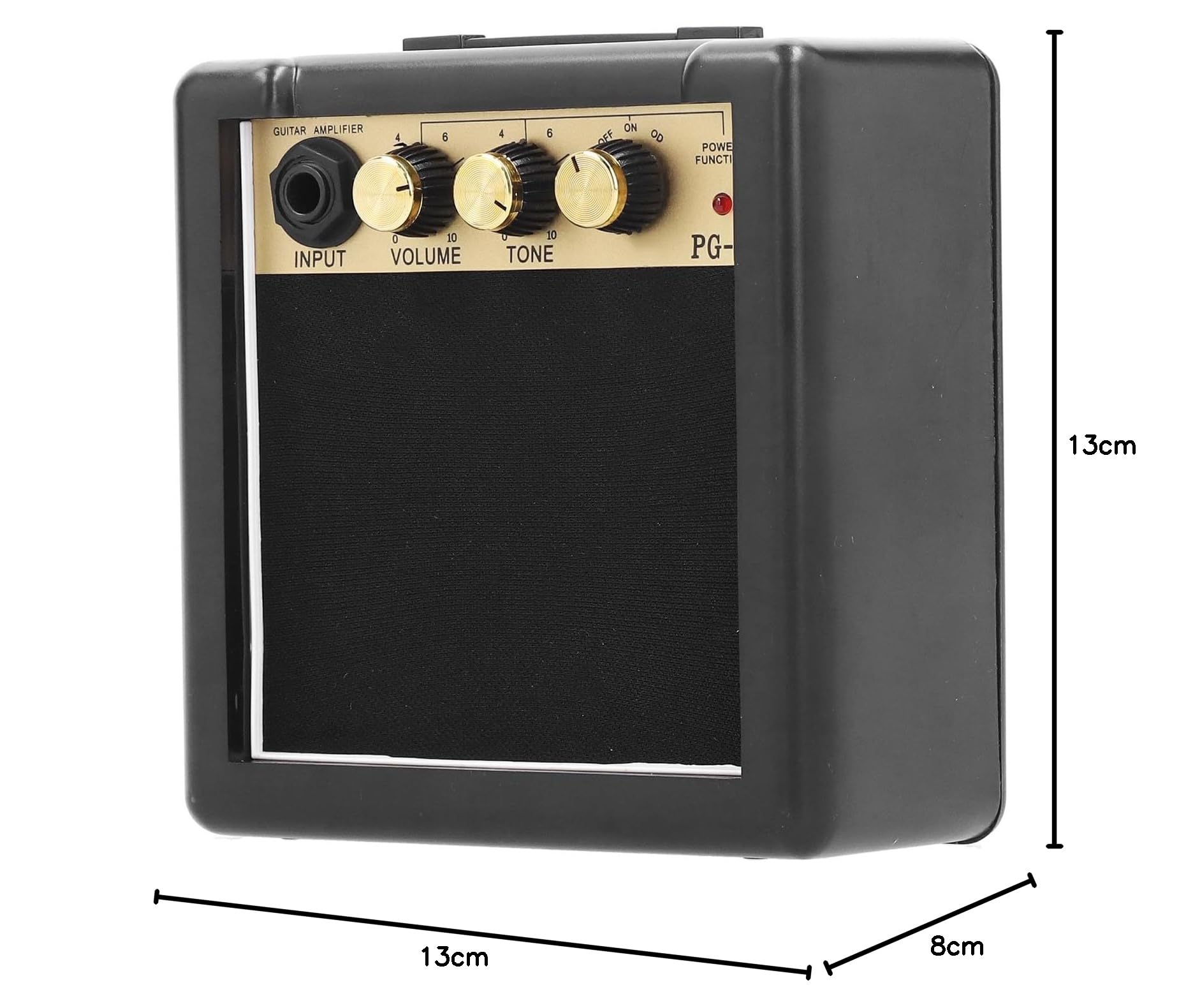 Mini Tragbarer PG-3 3W Bassverstärker für Gitarrenschüler, Klare Soundeffekte, Metall + Kunststoff, Schwarz + Gold