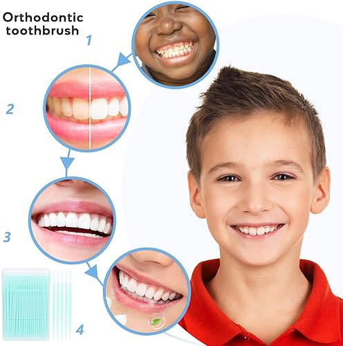 Miniatura 3 de Exceart 200 palillos dentales de plástico de doble cabeza para palillos dentales, palillos interdentales, cepillos interdentales, limpiadores de