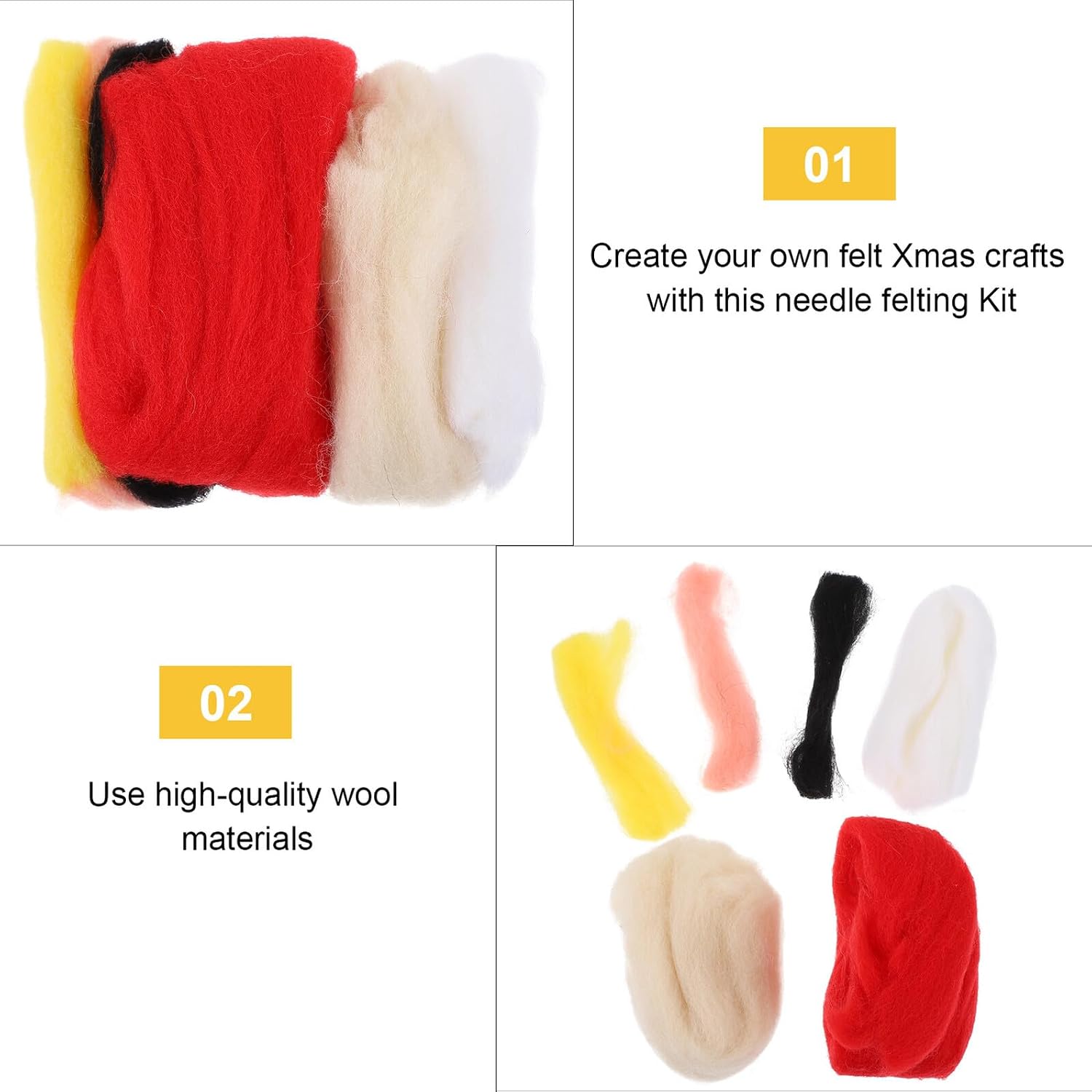 CORHAD Christmas Wool Felt Craft Kit Needle Felting Tools DIY Santa Claus Material Set and Adults Holiday Handmade Felt Supplies