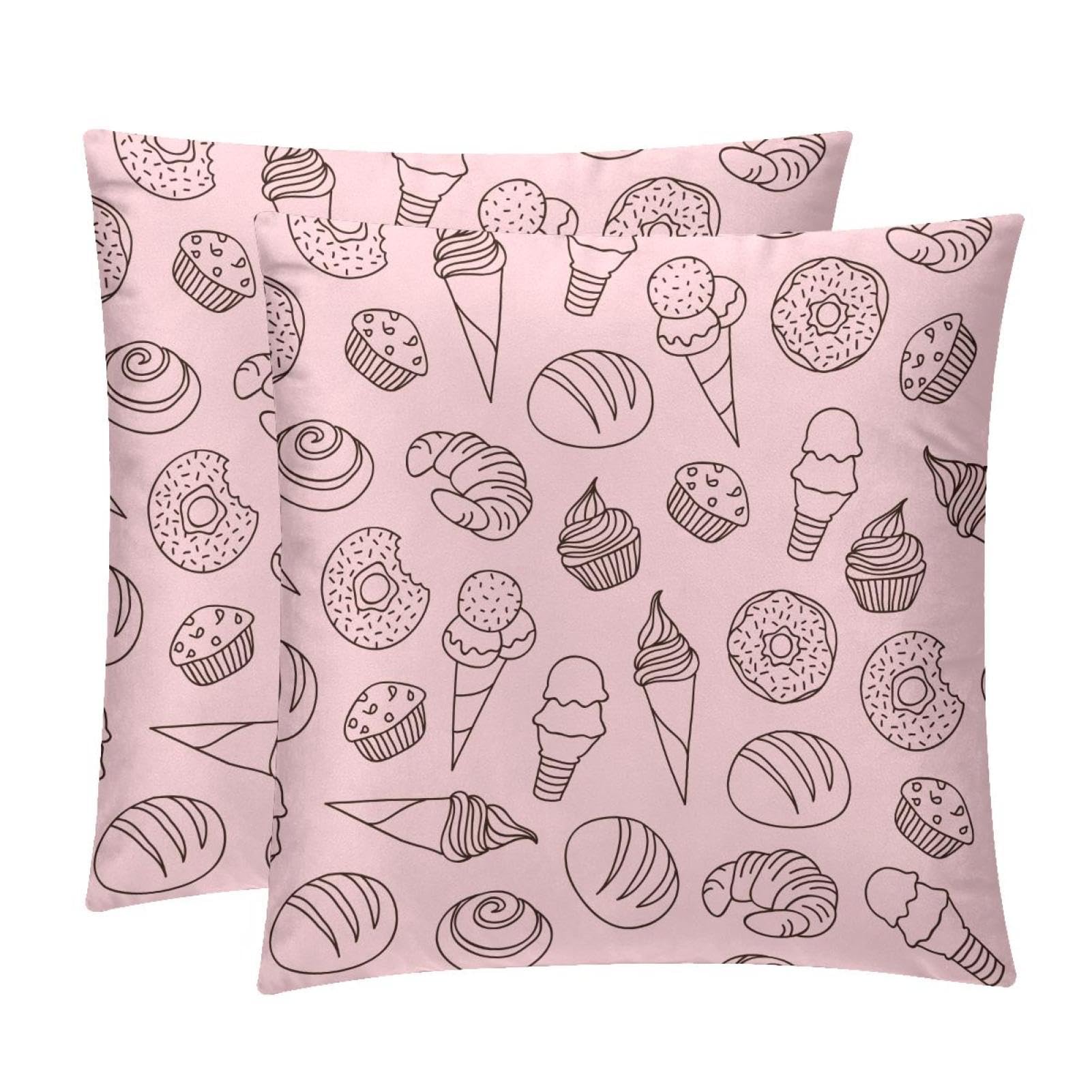 TDGKPZ Donuts Cake Throw Pillow Covers 2 Pack Cushion Cases Decorative Pillow Cases Home Decor 50x50cm