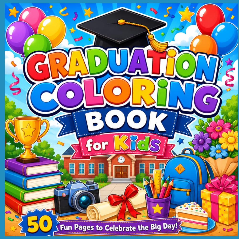Graduation Coloring Book For Kids: A Fun Graduation Coloring Book for Kids with Cute School Celebration Pages, Diplomas, Caps, Gowns, Gifts, Parties & More
