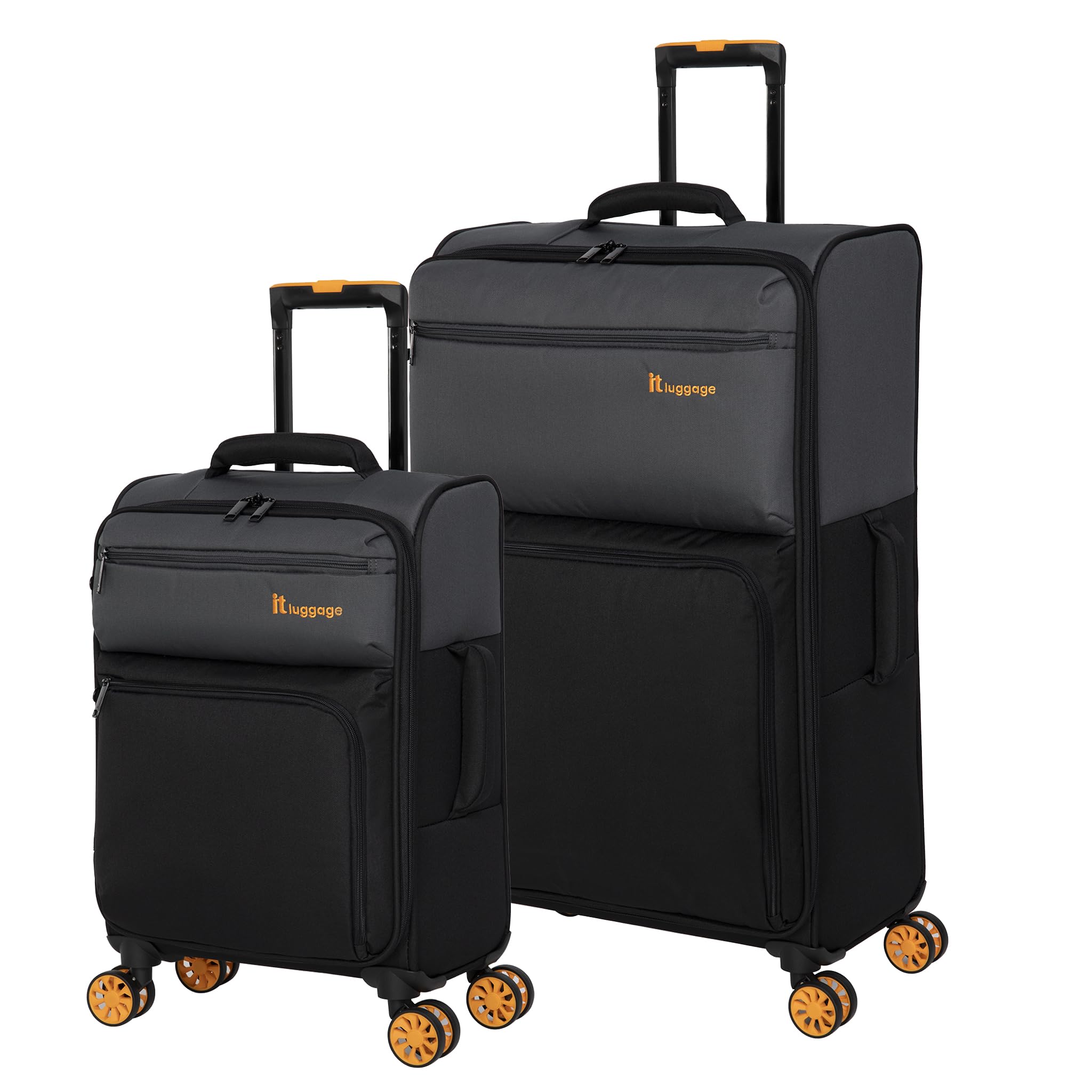 it luggage Duo-Tone Softside 8 Wheel Spinner, Pewter/Black, 2 Piece Set