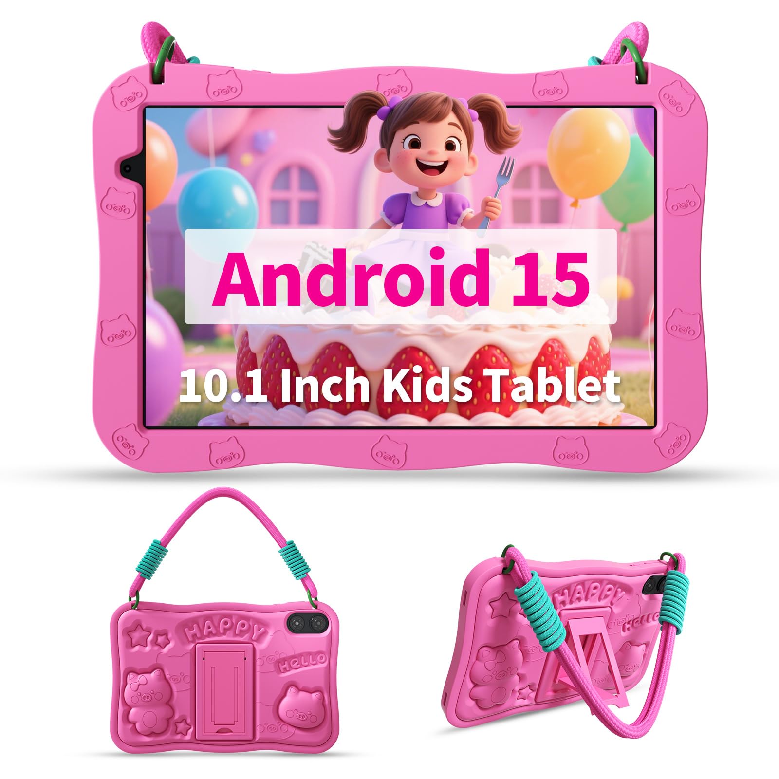 VASOUN Android 15 Kids Tablet 10.1" HD IPS Display 8GB RAM (3+5GB Extended) 32GB Storage 6000mAh Battery WiFi 6 Parental Controls & Lanyard Included-image-46