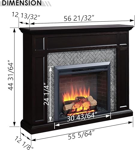 Miniatura 3 de LegendFlame Hailey - Chimenea eléctrica con mantel envolvente de 57 pulgadas e inserto Carl de 30 pulgadas, roble espresso con acabado de ladrillo