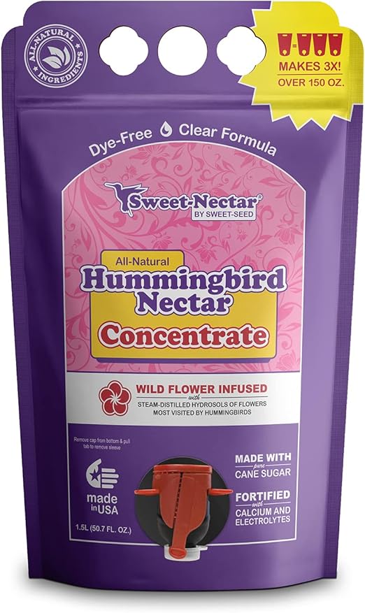 Hummingbird Nectar, Concentrate - Makes 3X The Volume- 1.5 L (50.7 oz) - Extends The Life of Nectar for Hummingbird Feeders