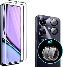 Heioloo [4 Pièces Verre Trempé pour Realme C61, [2+2] Pièces Protection Écran et Caméra Arrière Protecteur, Dureté 9H, Sans Bulles,HD Anti-rayure Protection D'écran