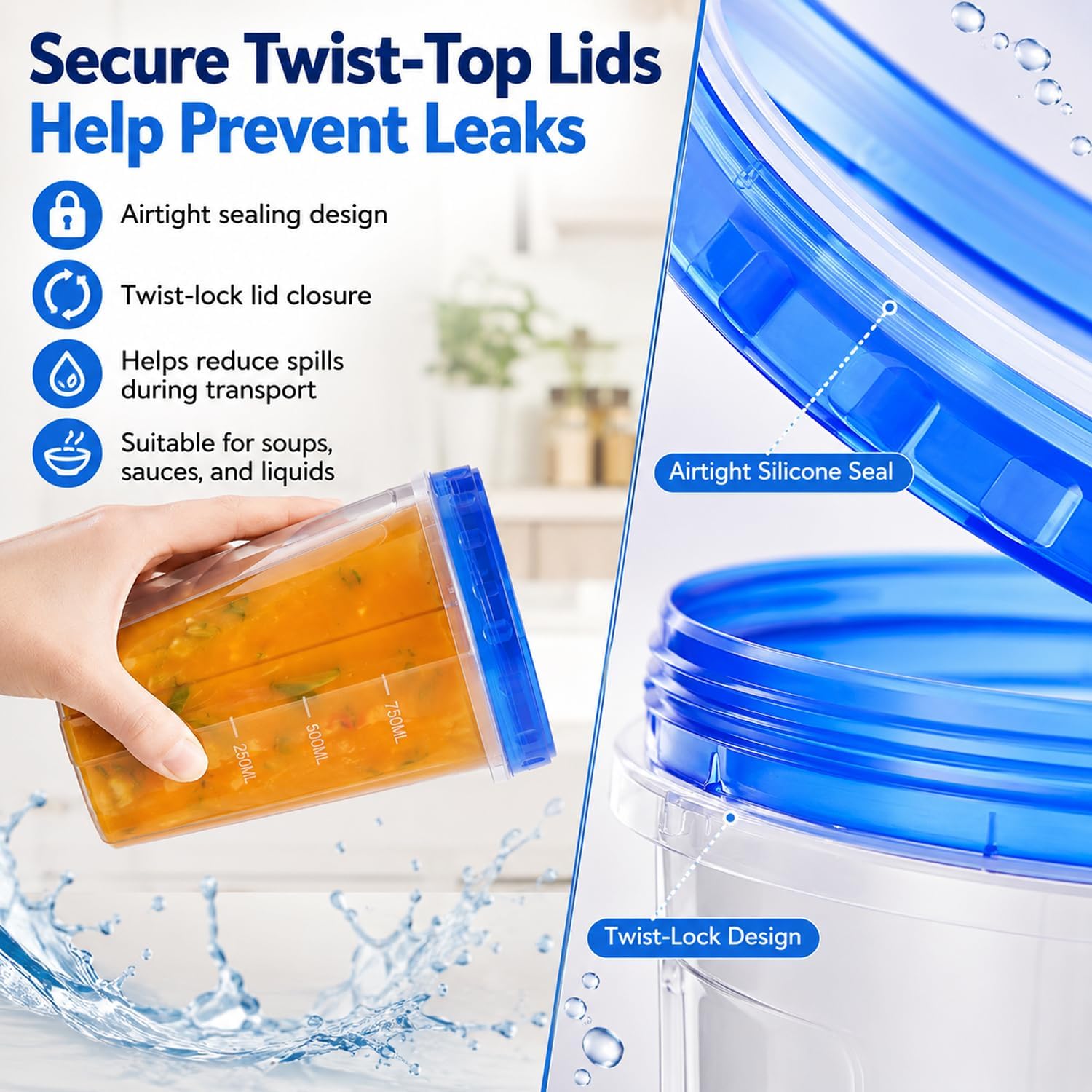 Freezer Storage Containers, 32oz Plastic Food Containers 10 Pack image 2