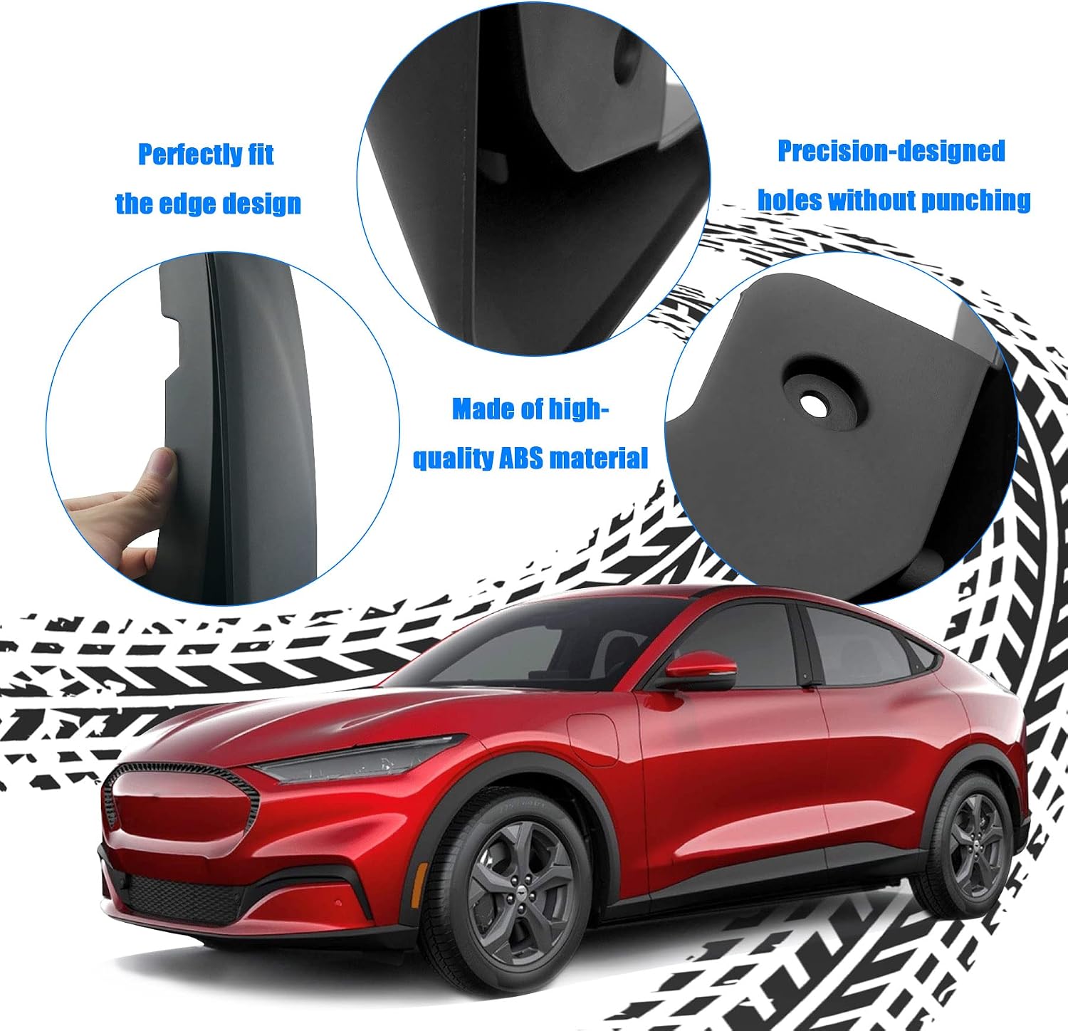 Front & Rear Tire Mud Flaps Splash Guards Fit for Ford Mustang Mach E 2021 2022, Heavy Duty Tire Mudguards, No Drilling Installation Car Mud Flaps