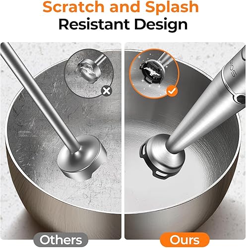 Miniatura 3 de KOIOS Batidora de inmersión de mano  Disparador de velocidad variable 5 en 1 batidora de mano de inmersión 1100 W, eje de acero inoxidable