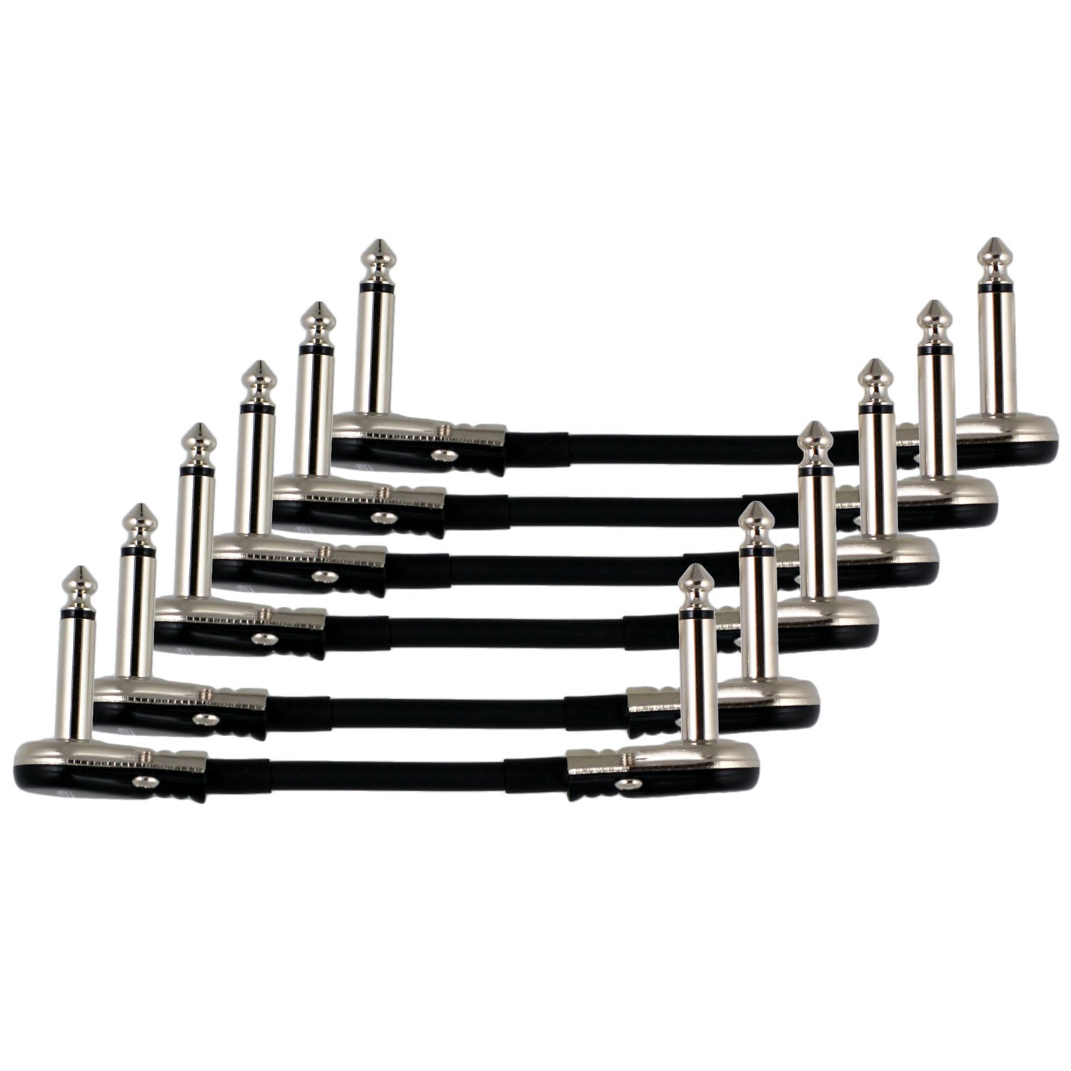 6-Pack 4" Silver Mogami 2319 Guitar Pedal Board Patch TS Low Profile Pancake Connector