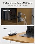 TROND Desk Clamp Power Bar Surge Protector with PD 20W USB C, 6 Outlets Desktop Charging Station, 6ft Flat Plug Extension Cord Indoor, Fit 1.97" Tabletop Edge, ETL Listed, Home Office Supplies, Black